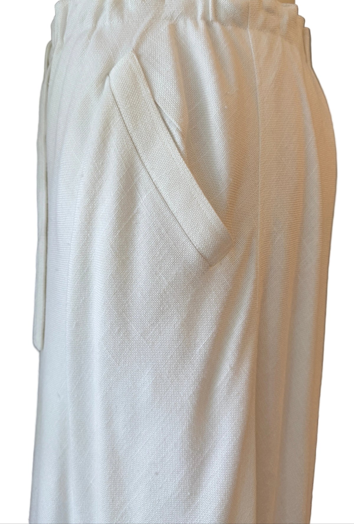 1970s Courrèges Ivory Linen A-Line Skirt with Elastic Waist