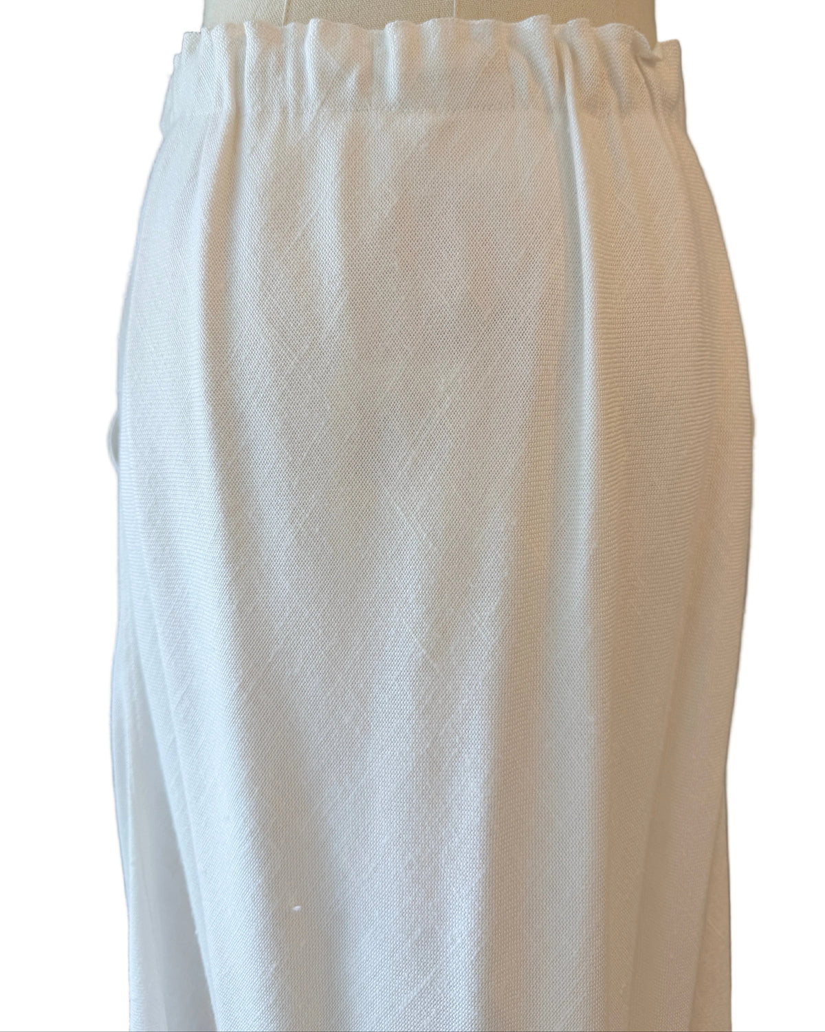 1970s Courrèges Ivory Linen A-Line Skirt with Elastic Waist