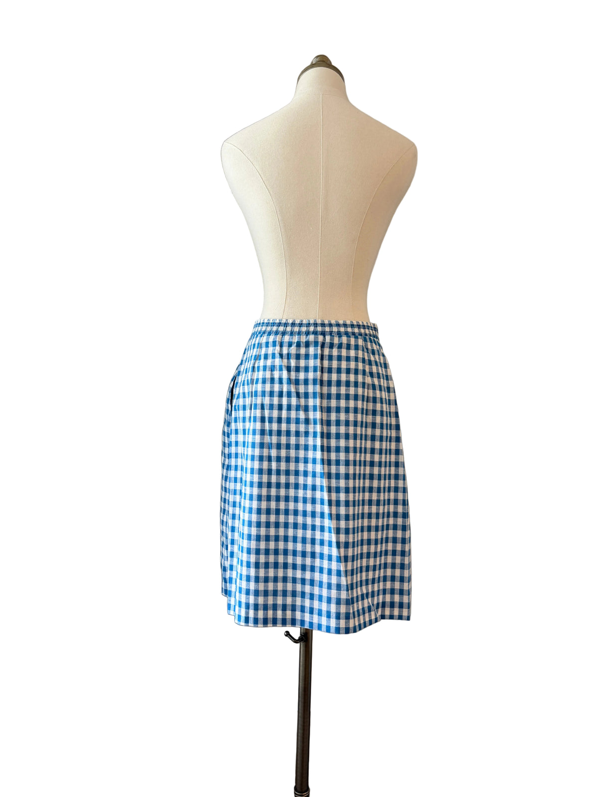 1960s David Smith Blue & White Gingham Skort with Side-Button Waist
