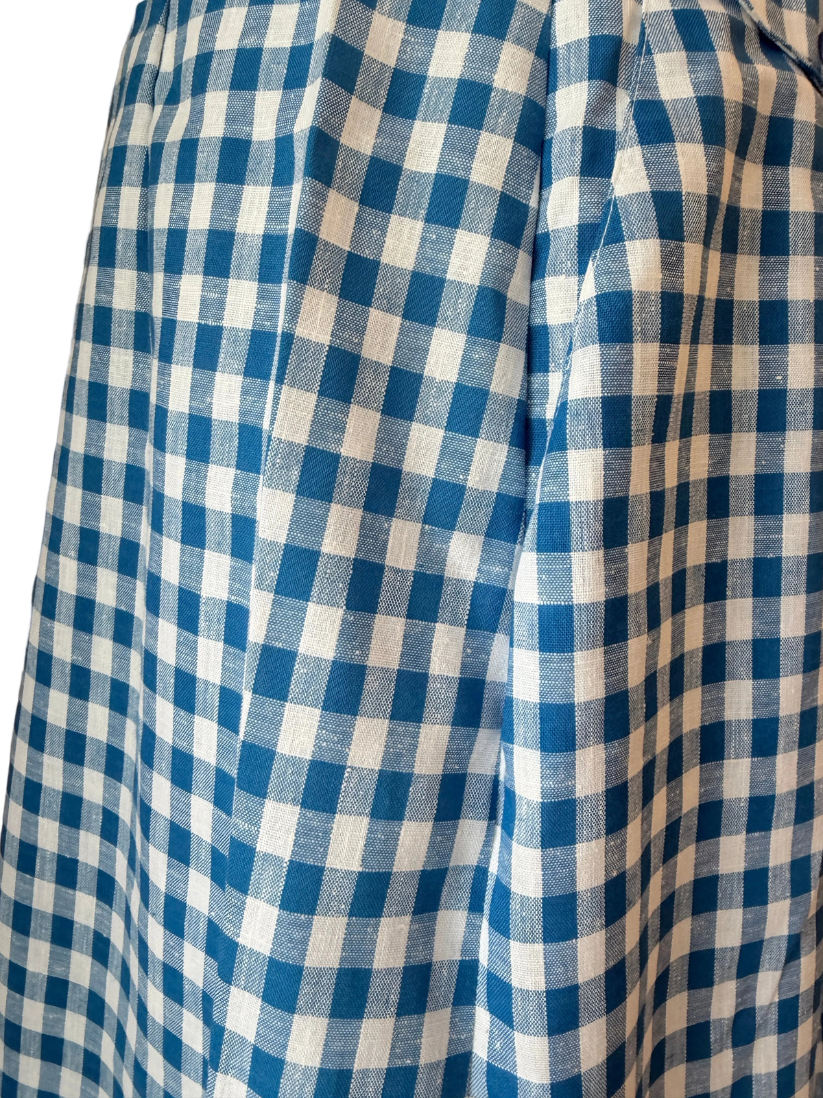1960s David Smith Blue & White Gingham Skort with Side-Button Waist