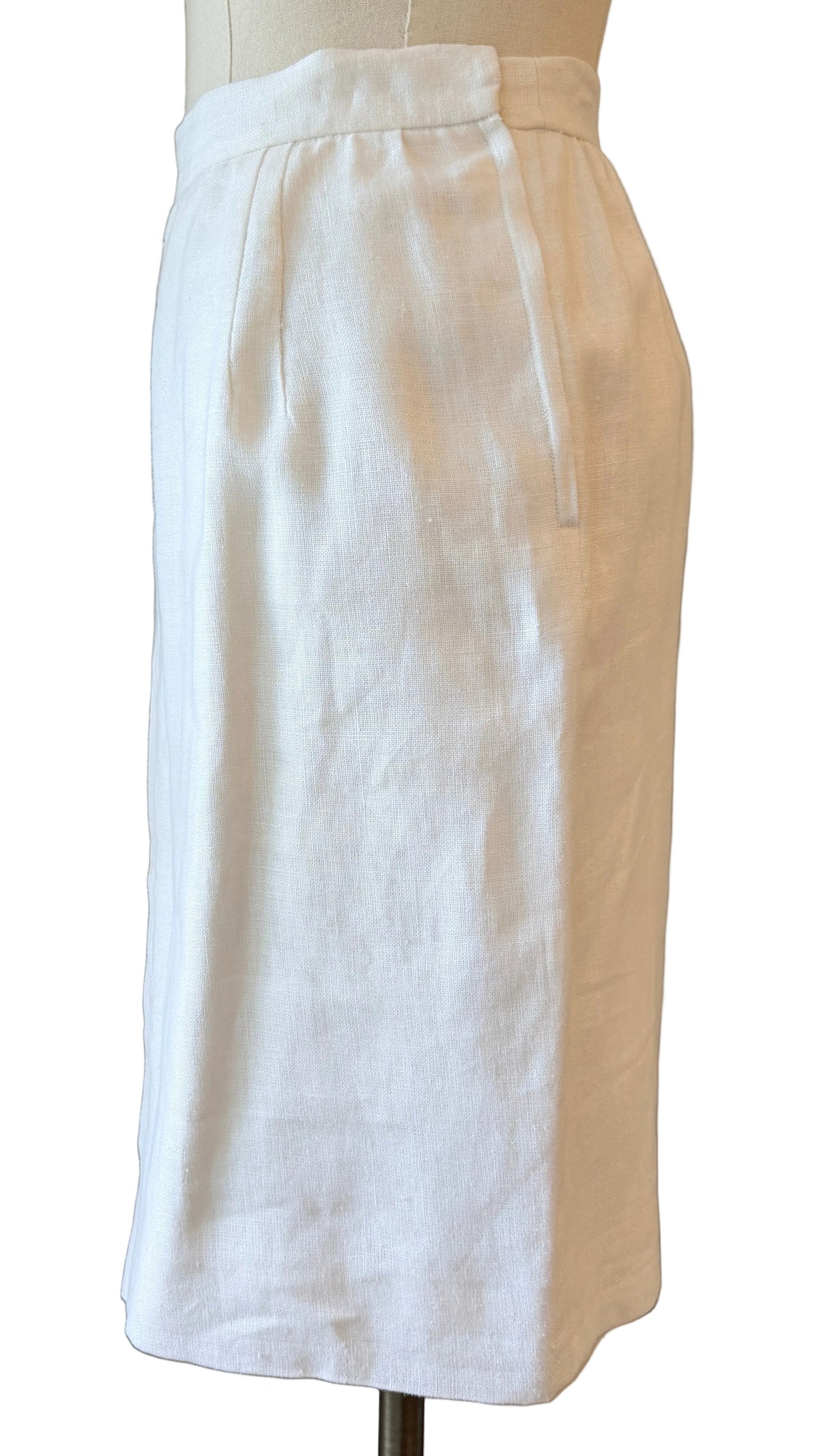 1980s Valentino Ivory Linen Sheath Skirt