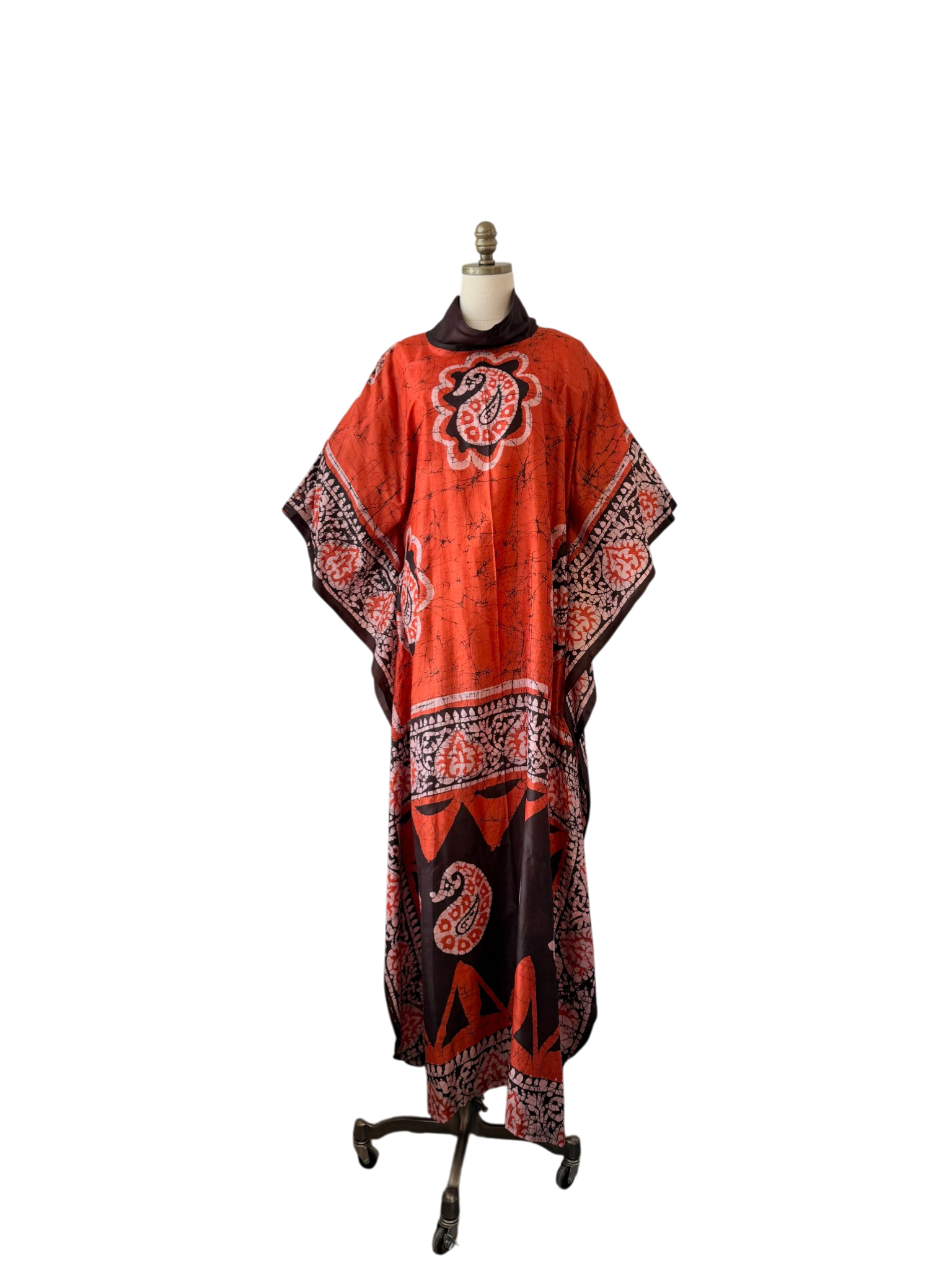 1960s Silk Batik Print Caftan