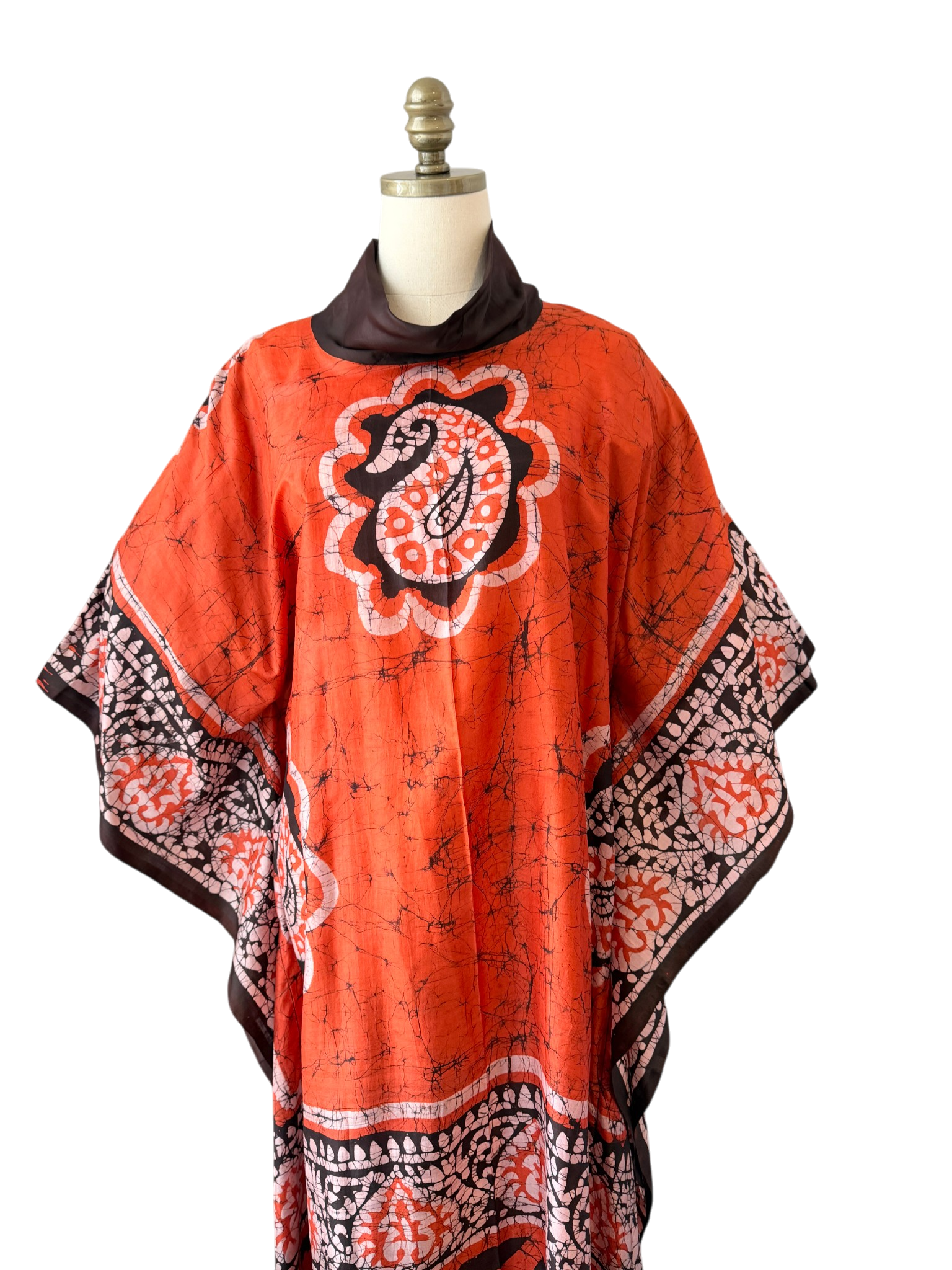 1960s Silk Batik Print Caftan