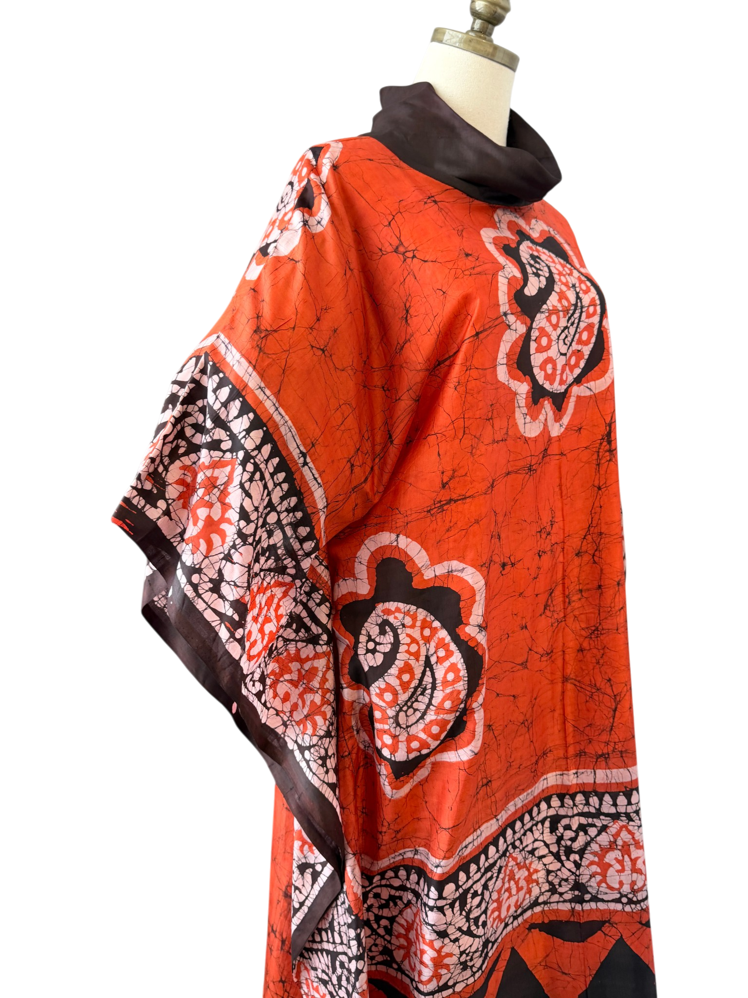 1960s Silk Batik Print Caftan