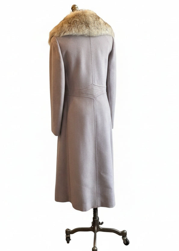 1950s Werly Paris Grey Wool Coat with Arctic Fox Removable Fur Collar