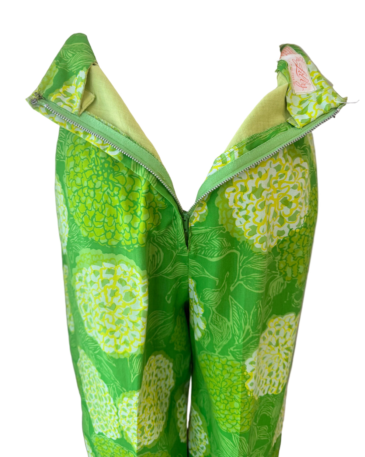1960s The Lilly by Lilly Pulitzer Green Floral Cropped Pants with Back Zipper