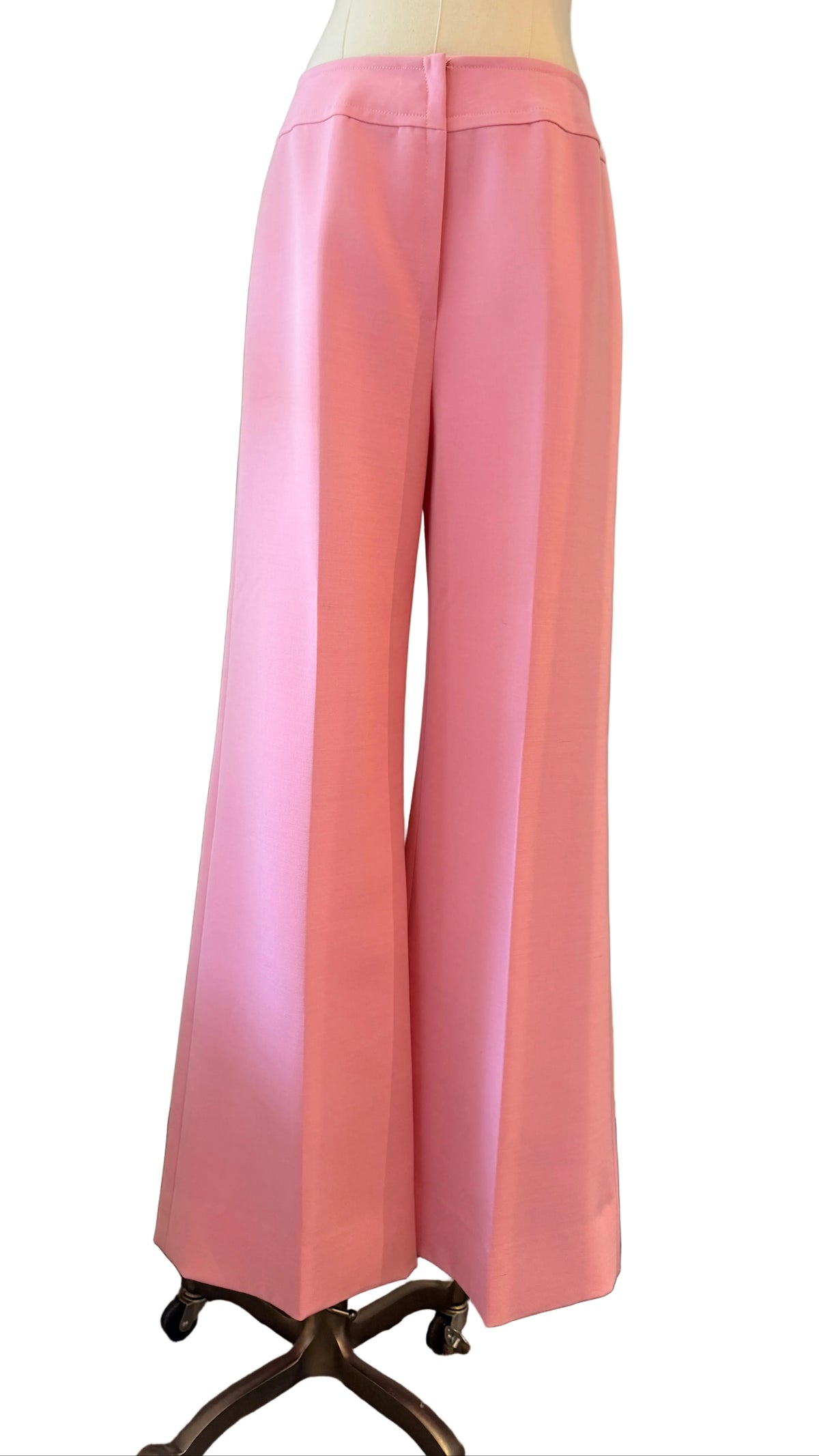 1970s Modes H. Cosentino Capri Pink Silk Low-Rise Straight-Leg Pants