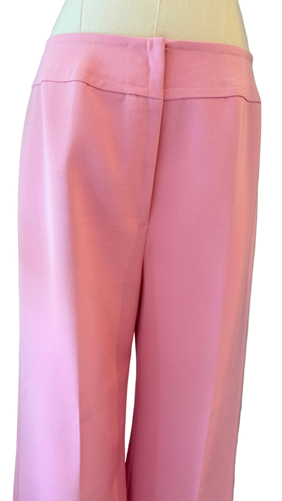 1970s Modes H. Cosentino Capri Pink Silk Low-Rise Straight-Leg Pants
