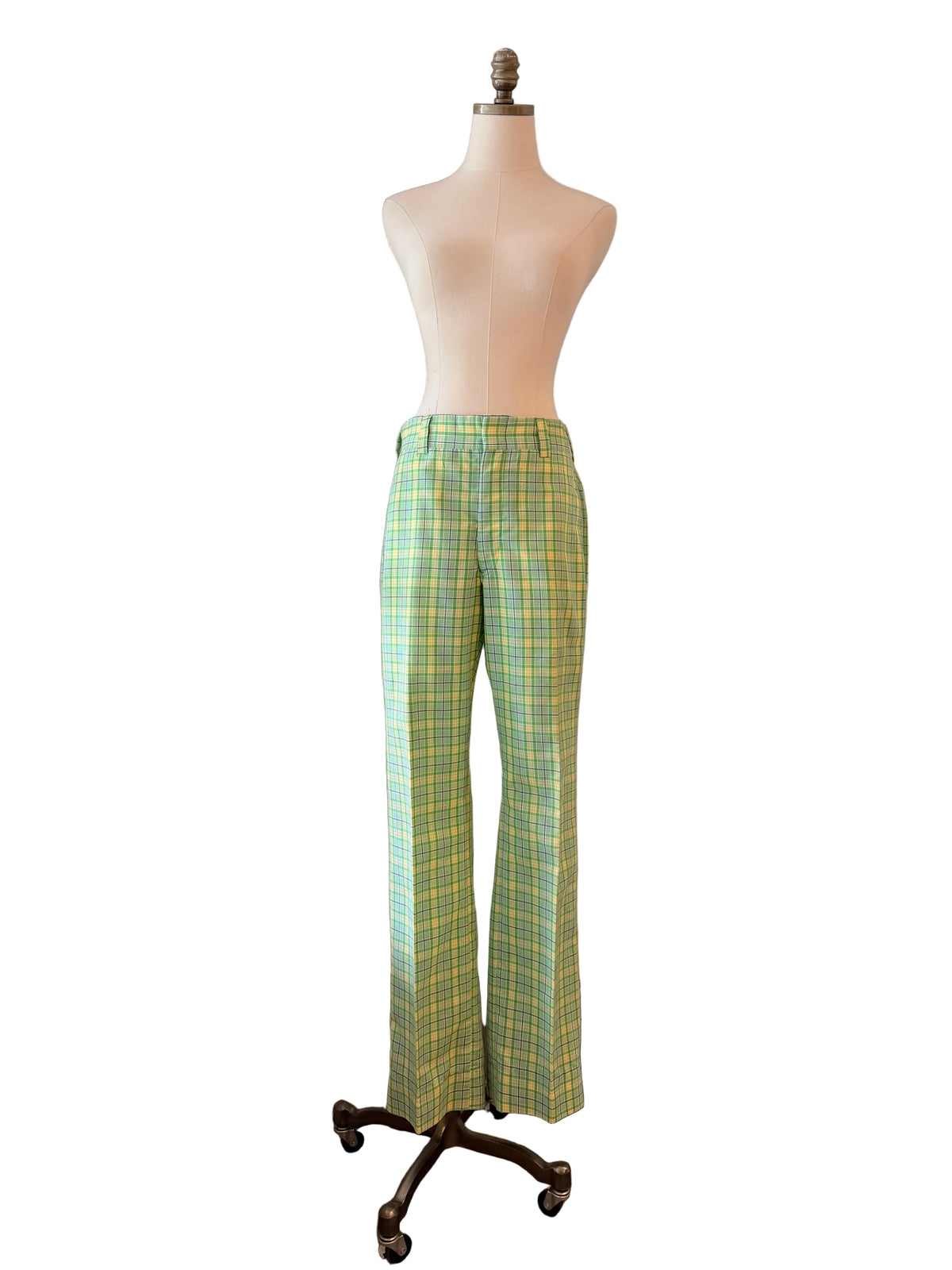 1970s Gordon of Philadelphia Green Plaid Tailored Pants