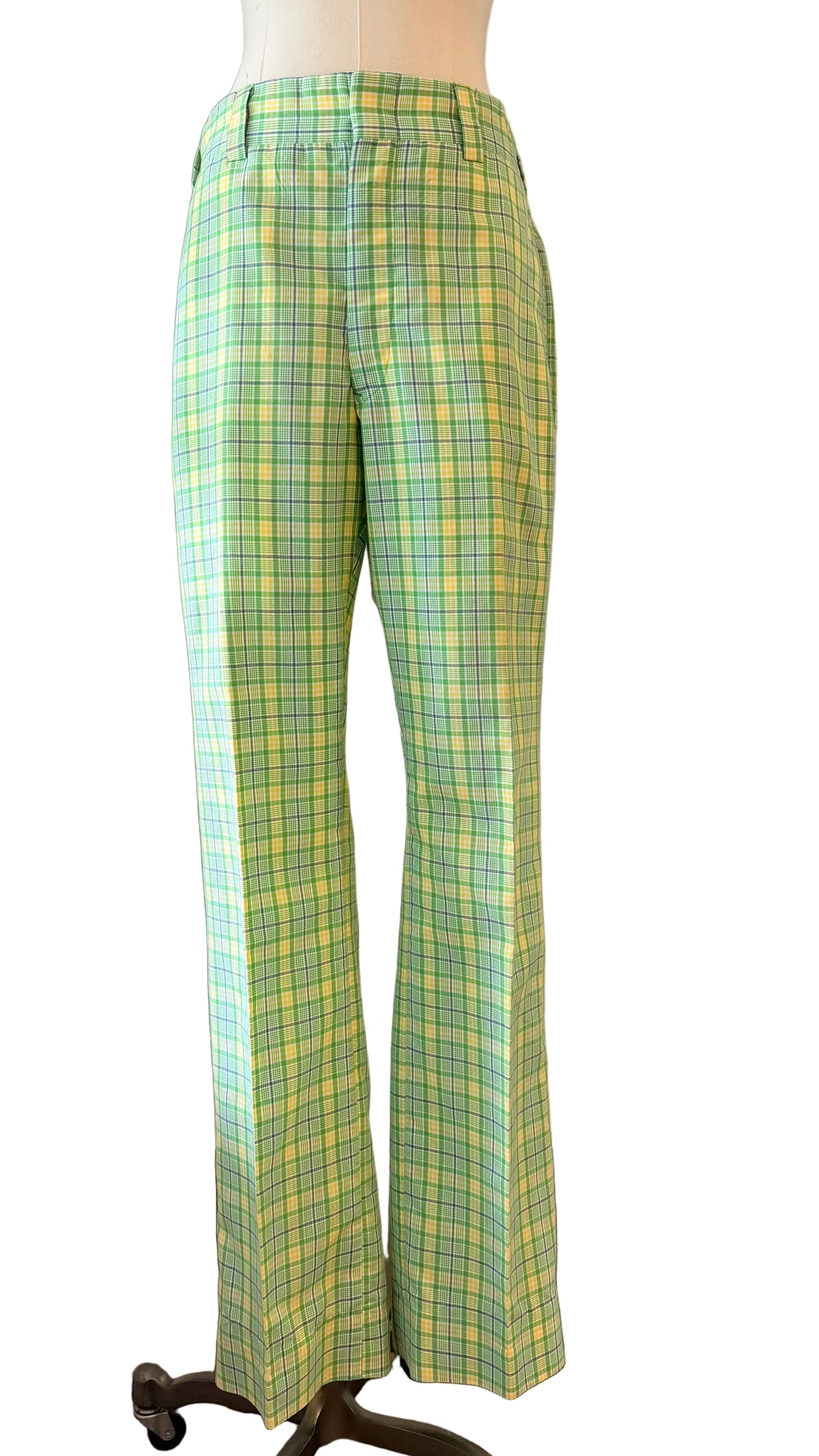1970s Gordon of Philadelphia Green Plaid Tailored Pants