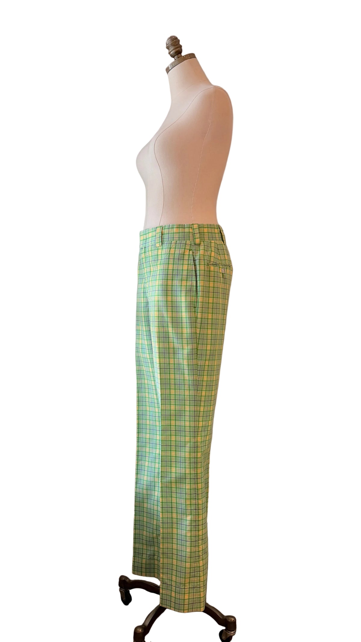 1970s Gordon of Philadelphia Green Plaid Tailored Pants