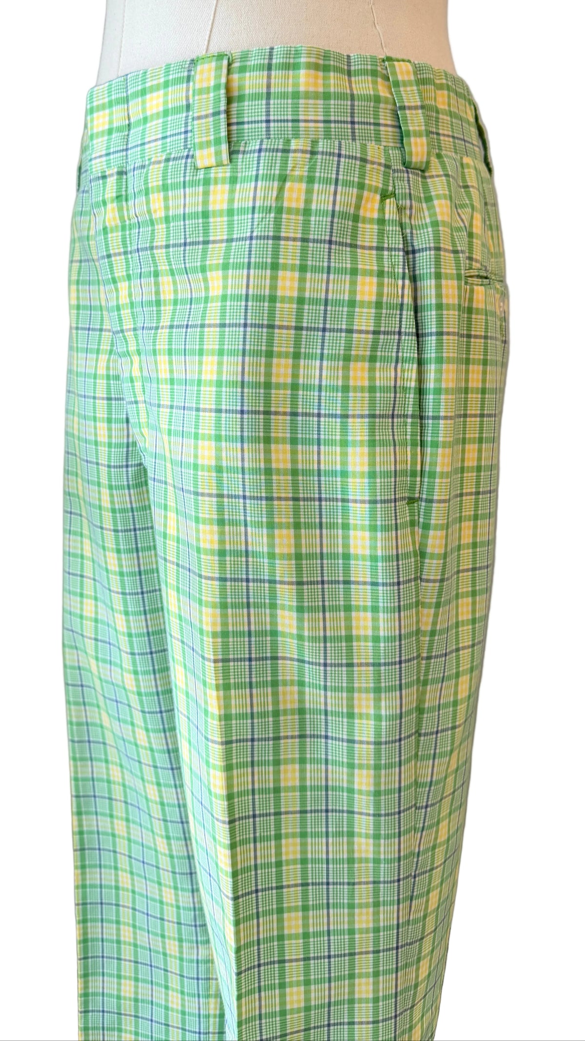 1970s Gordon of Philadelphia Green Plaid Tailored Pants