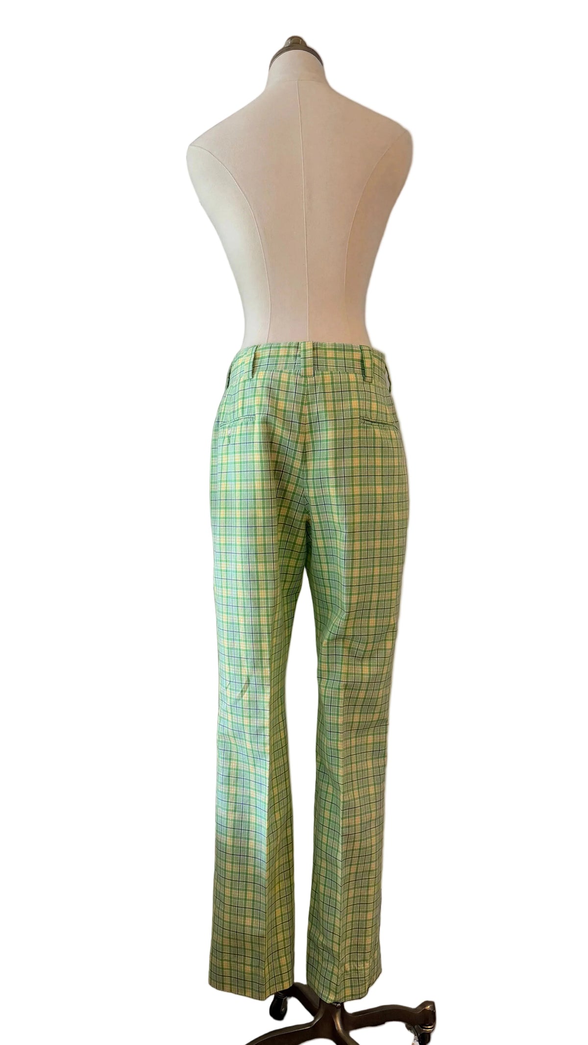 1970s Gordon of Philadelphia Green Plaid Tailored Pants