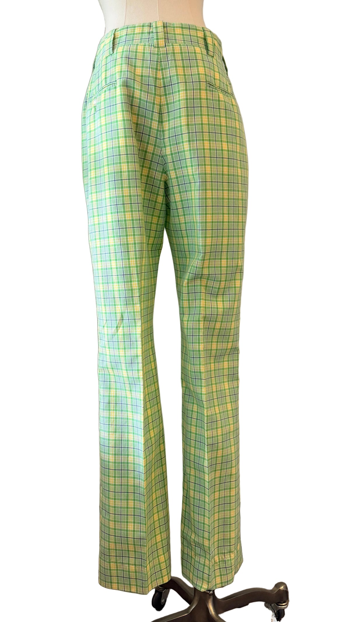 1970s Gordon of Philadelphia Green Plaid Tailored Pants
