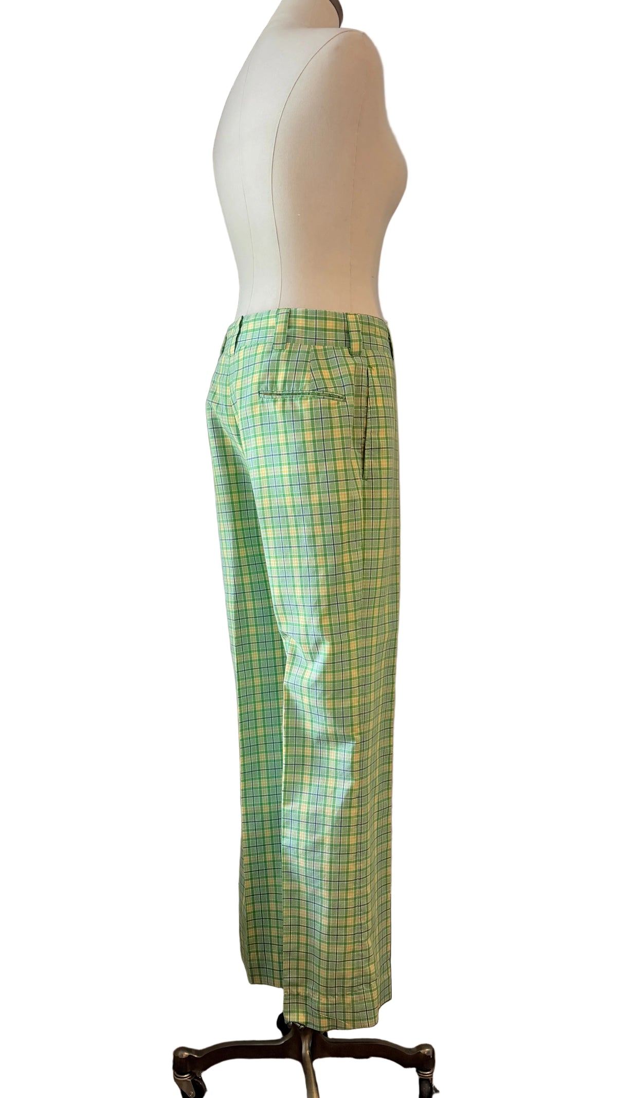 1970s Gordon of Philadelphia Green Plaid Tailored Pants