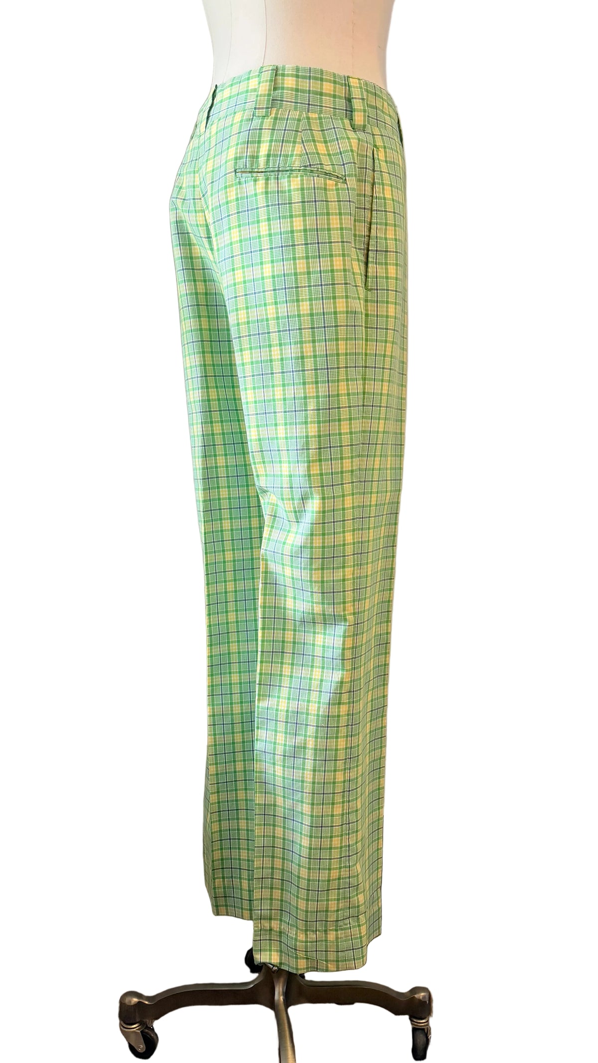 1970s Gordon of Philadelphia Green Plaid Tailored Pants