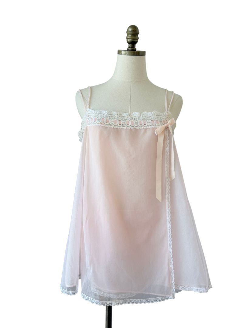 1950s Olga Pink Chiffon Babydoll Peignoir Set (2-Piece)