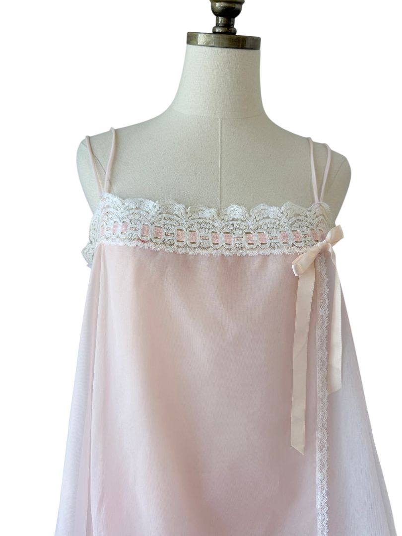 1950s Olga Pink Chiffon Babydoll Peignoir Set (2-Piece)