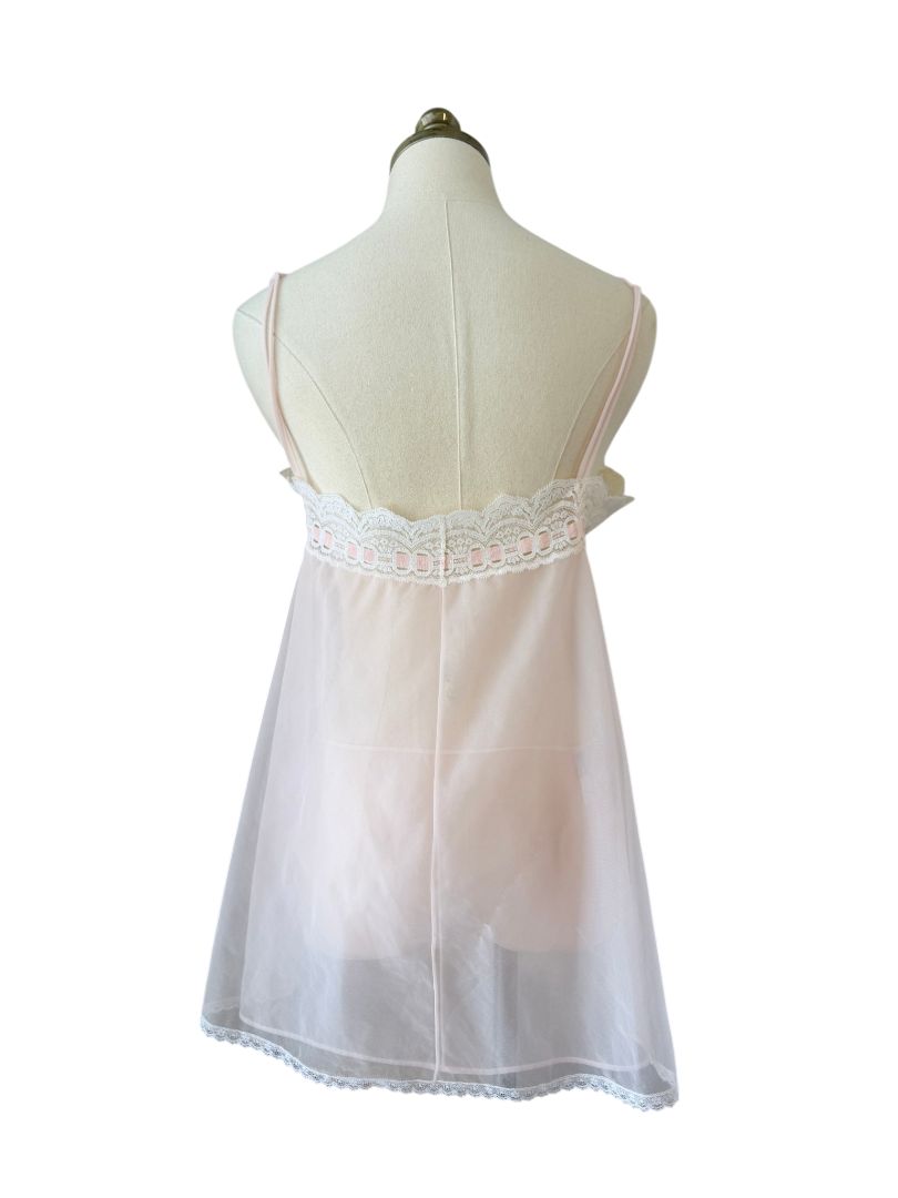 1950s Olga Pink Chiffon Babydoll Peignoir Set (2-Piece)