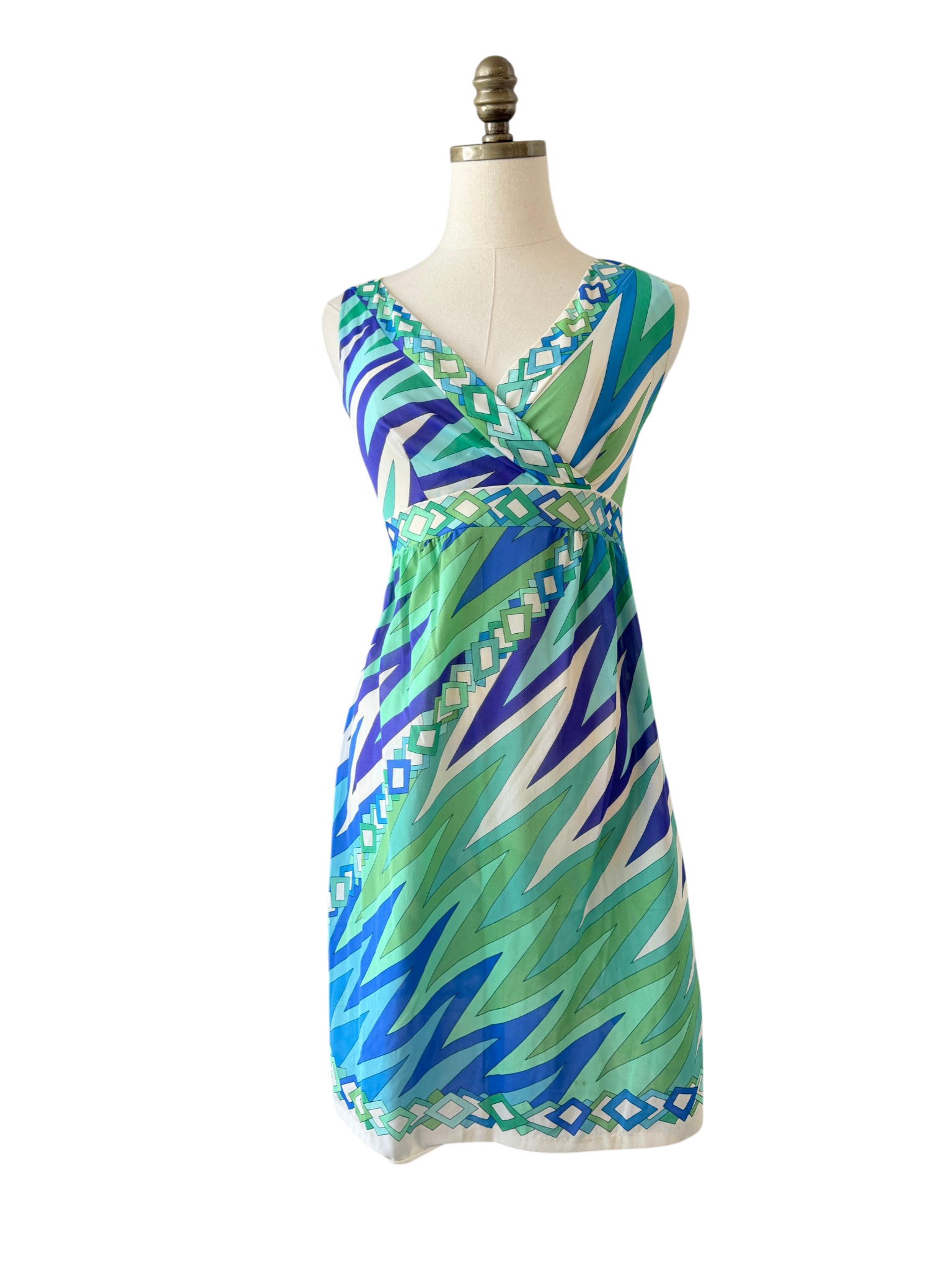 1960s Emilio Pucci for Formfit Rogers Criss-Cross Mod Print Slip Dress