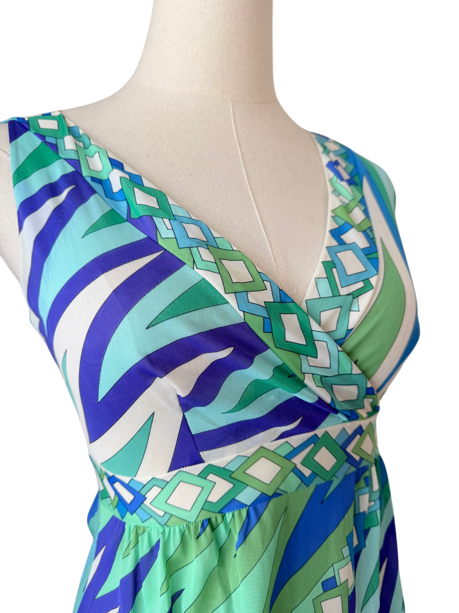 1960s Emilio Pucci for Formfit Rogers Criss-Cross Mod Print Slip Dress