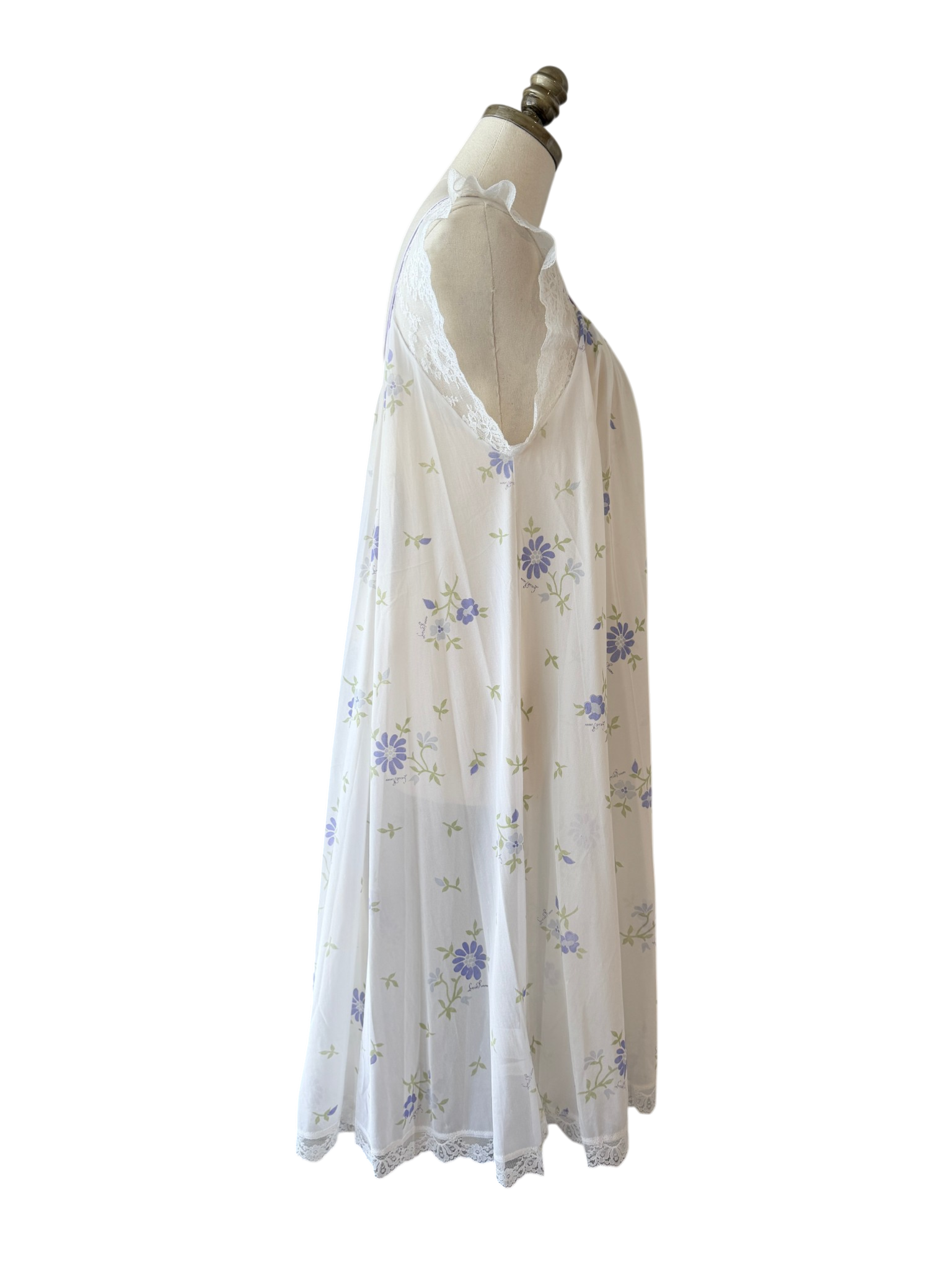 1960s Claire Sandra by Lucie Ann Floral Babydoll Nightgown with Ruffle Shoulders