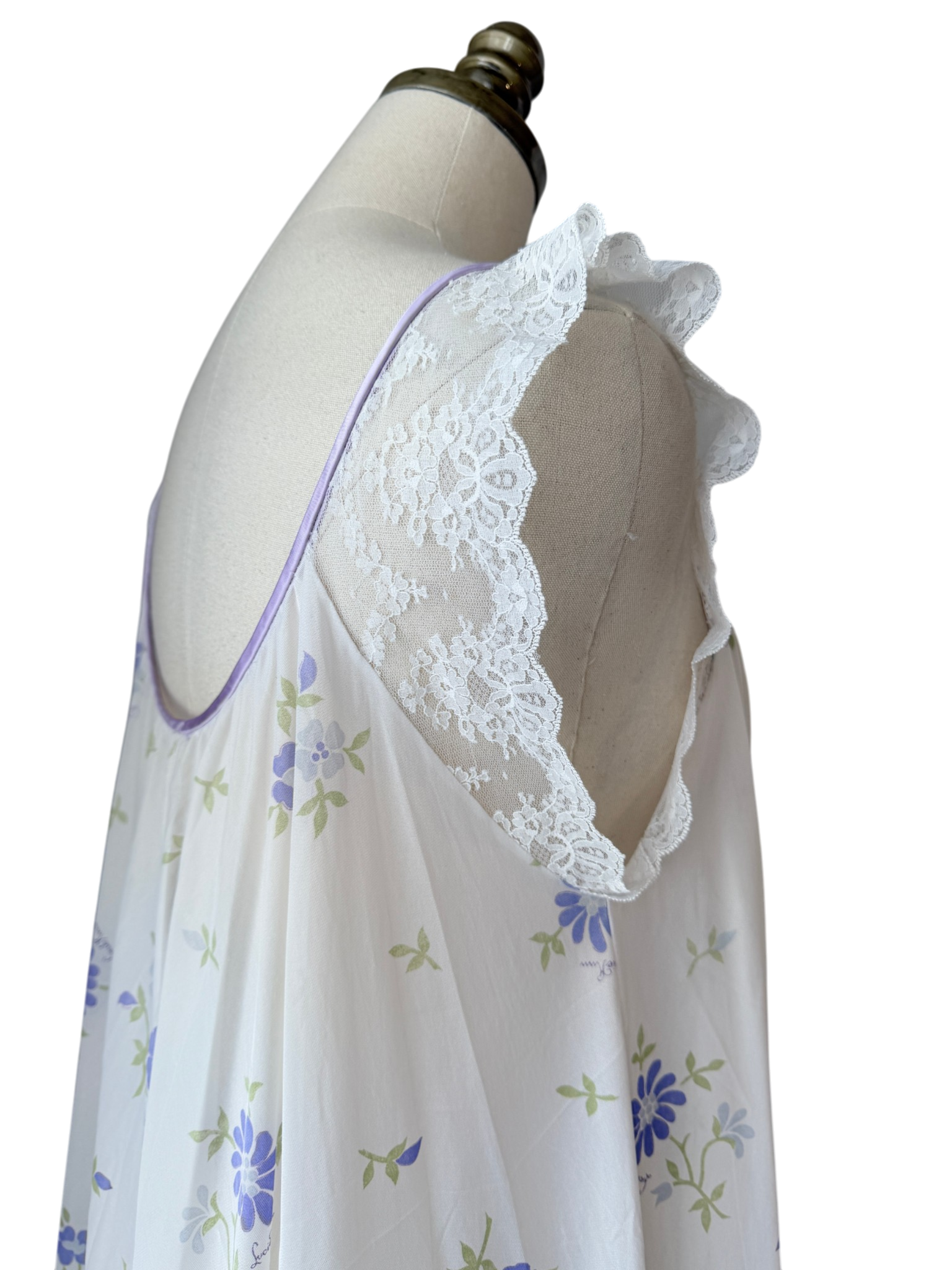 1960s Claire Sandra by Lucie Ann Floral Babydoll Nightgown with Ruffle Shoulders