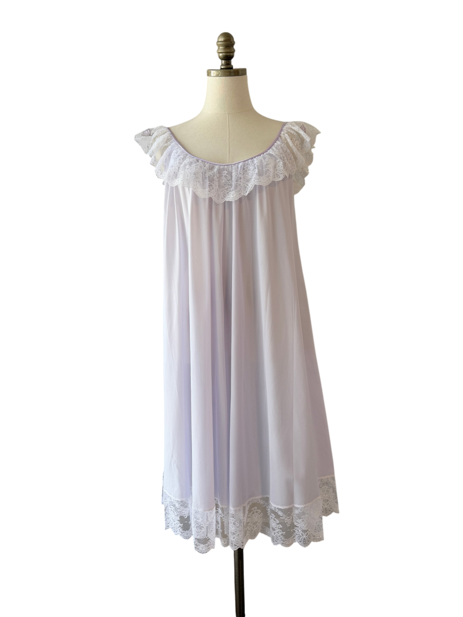 1960s Claire Sandra by Lucie Ann Floral Babydoll Nightgown with Ruffle Shoulders