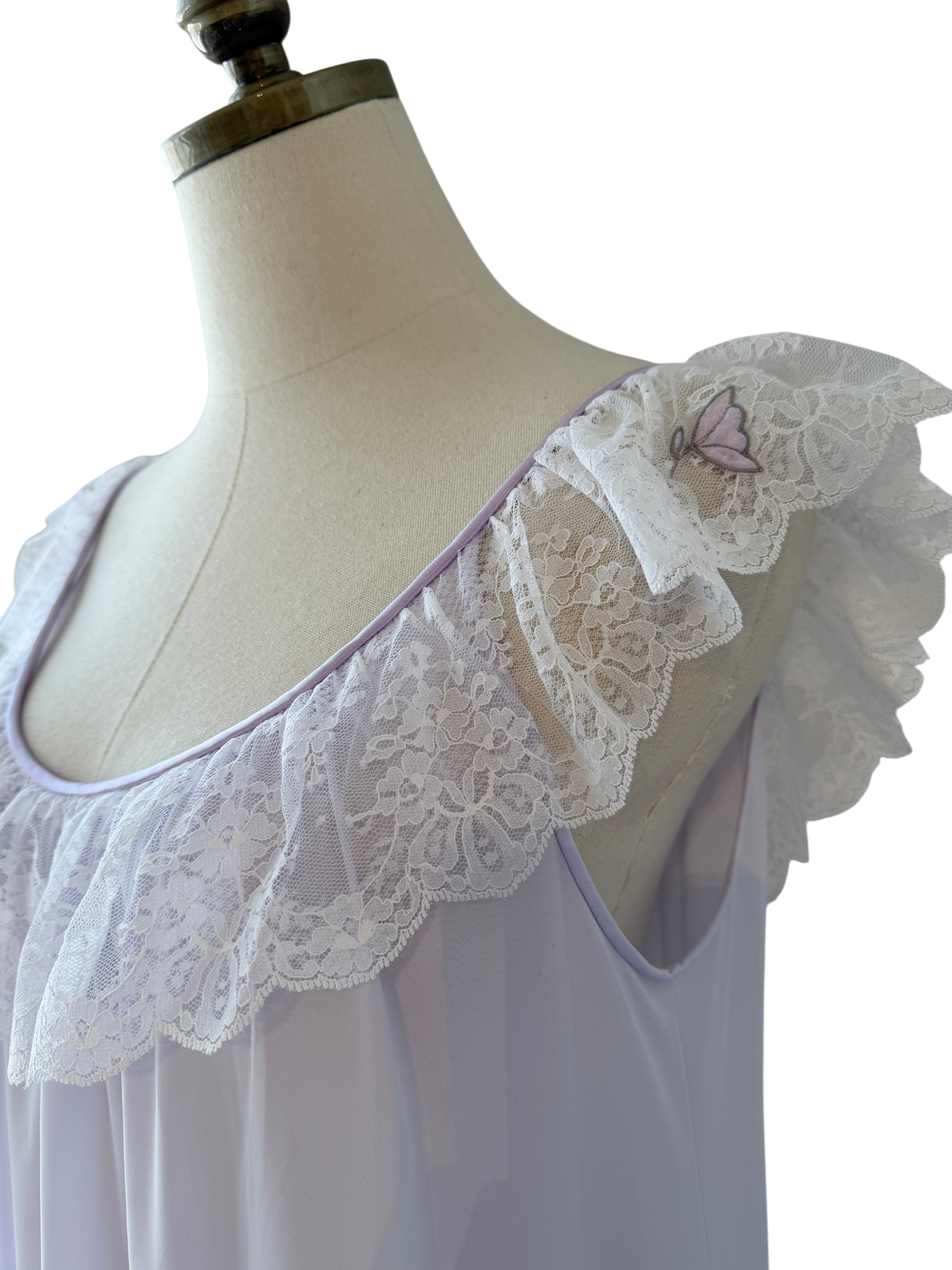 1960s Claire Sandra by Lucie Ann Floral Babydoll Nightgown with Ruffle Shoulders