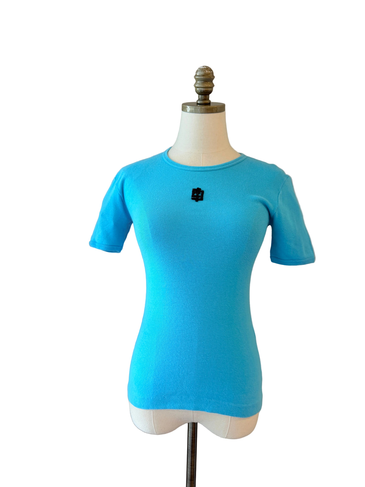 1970s Emilio Pucci Cotton Short-Sleeve Top with Embroidered EP Bamboo Logo