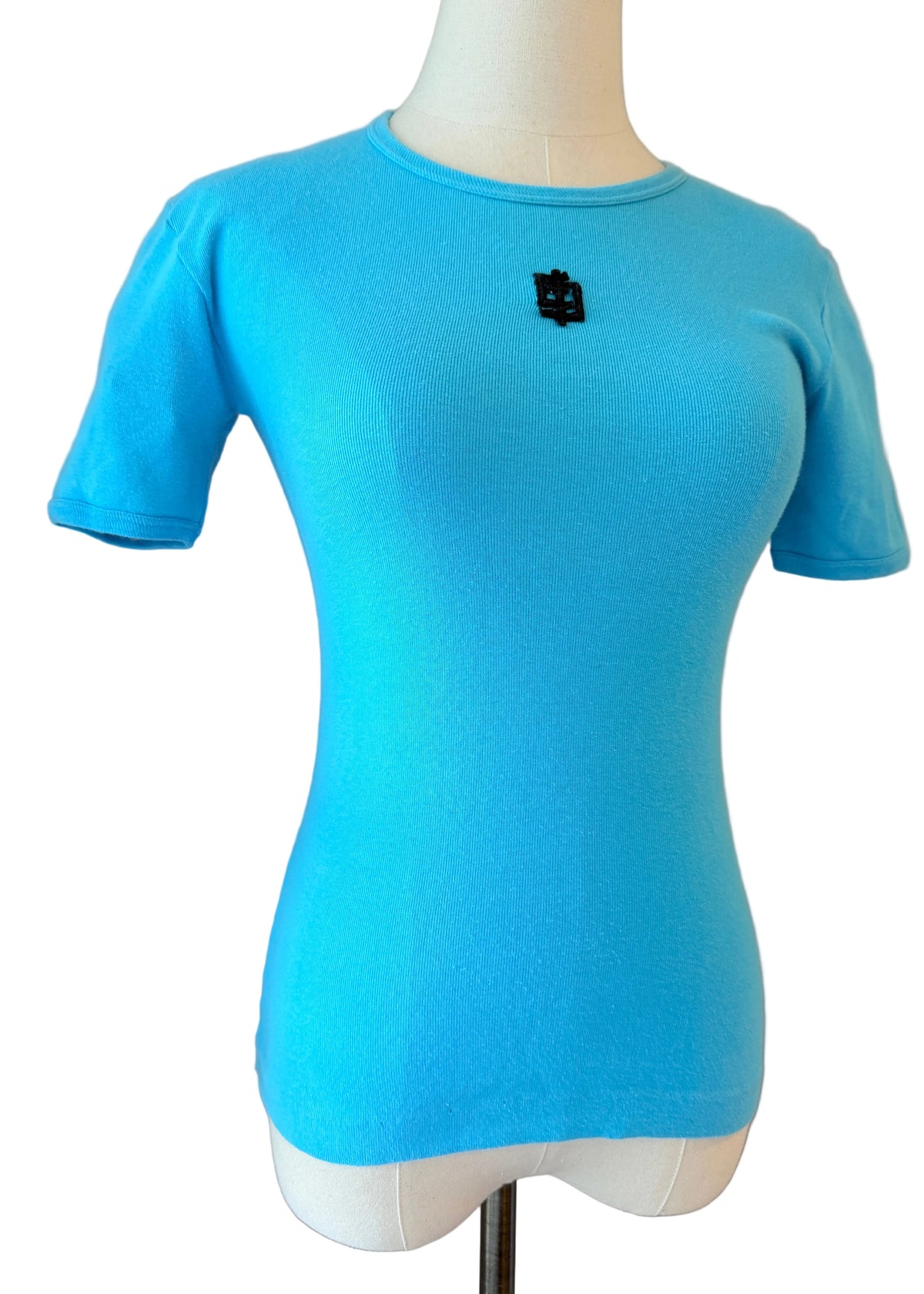 1970s Emilio Pucci Cotton Short-Sleeve Top with Embroidered EP Bamboo Logo
