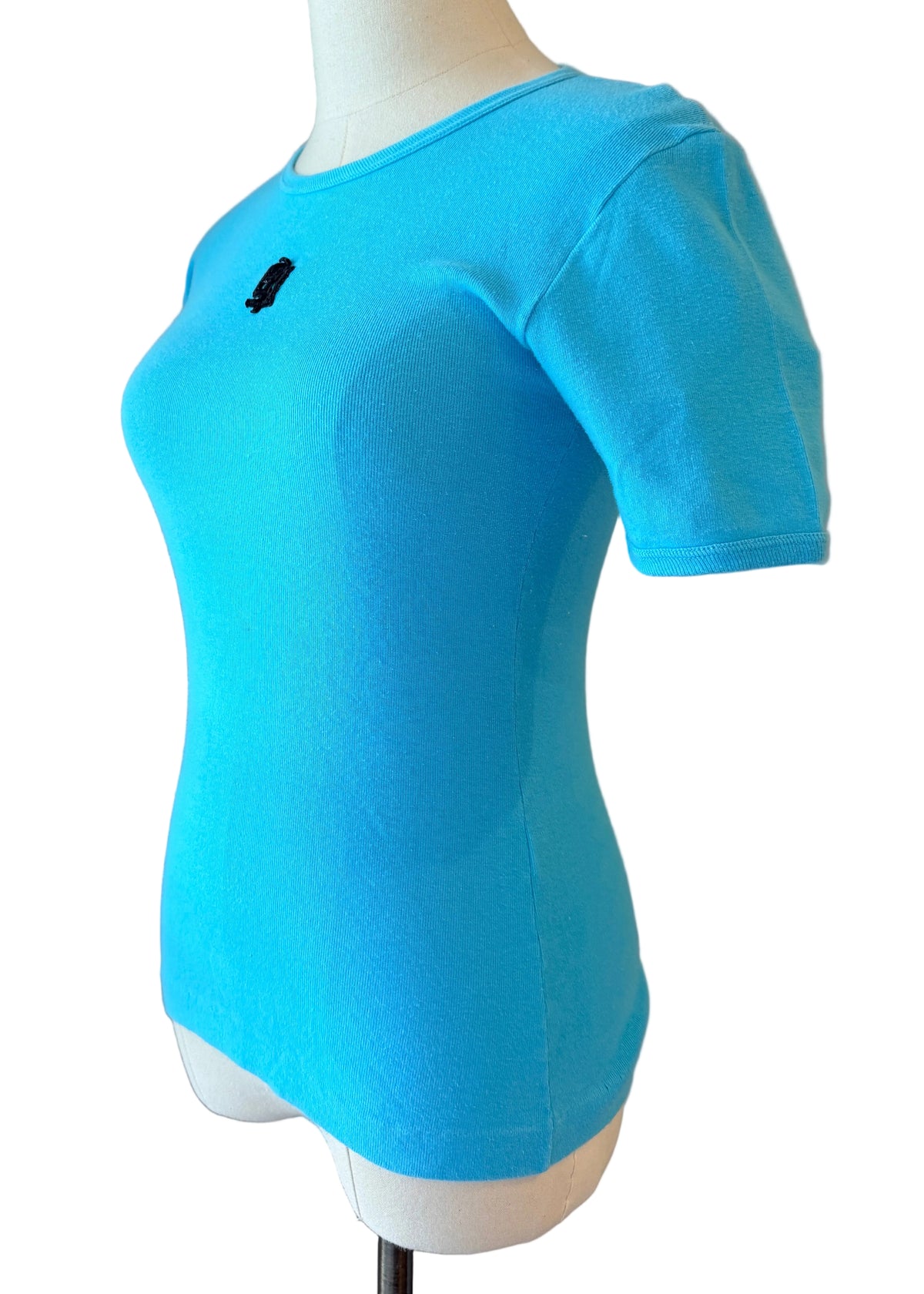 1970s Emilio Pucci Cotton Short-Sleeve Top with Embroidered EP Bamboo Logo