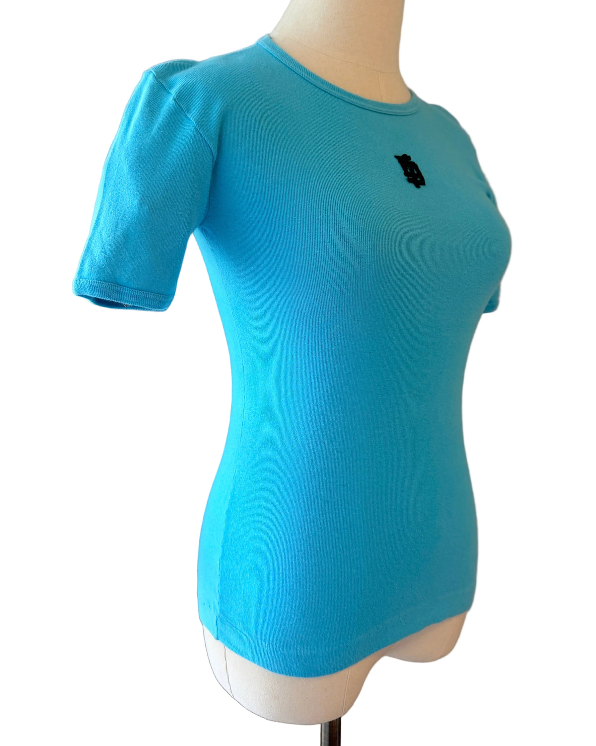 1970s Emilio Pucci Cotton Short-Sleeve Top with Embroidered EP Bamboo Logo