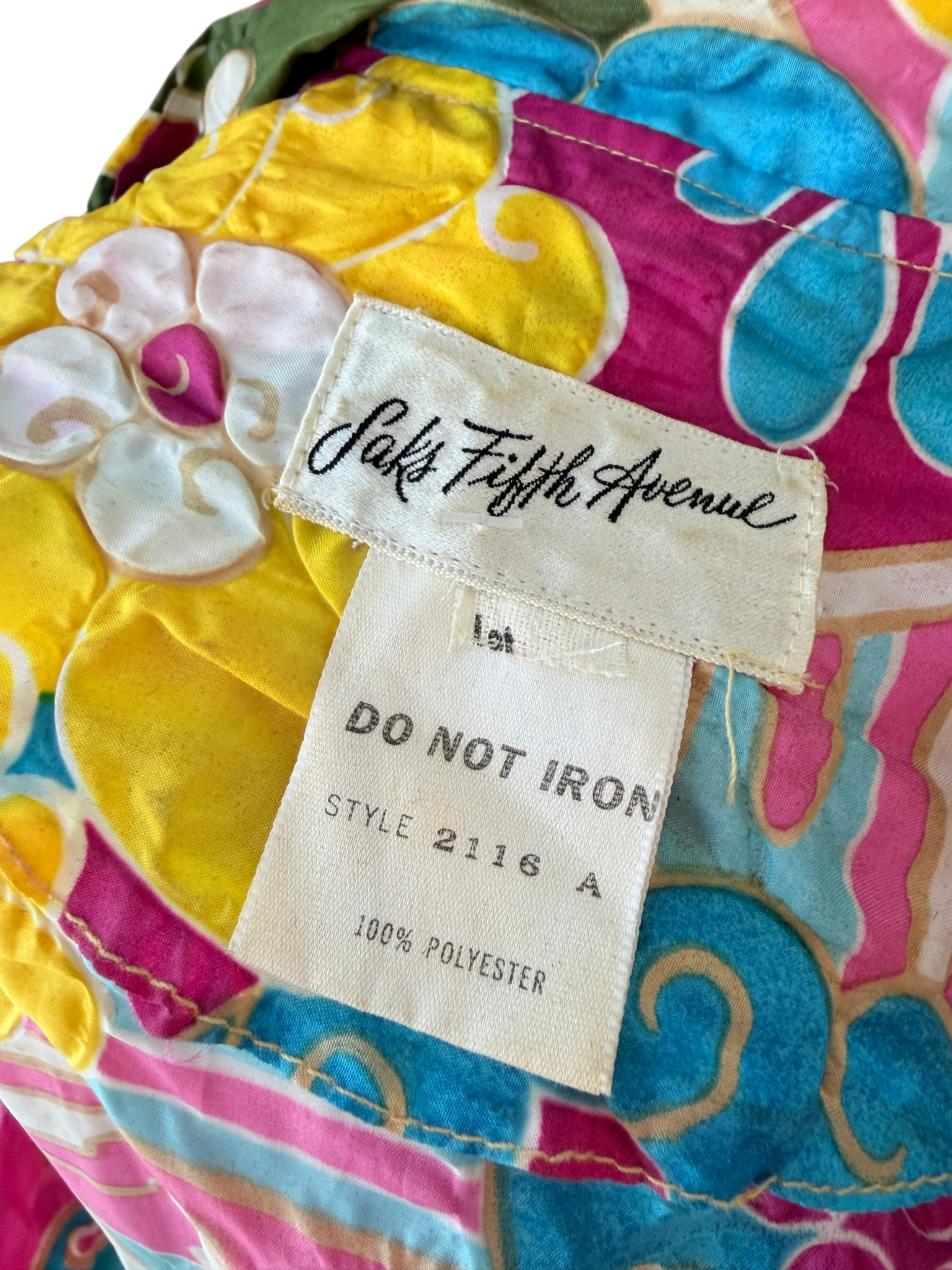 1960s Saks Fifth Avenue Colorful Floral Button-Front House Coat