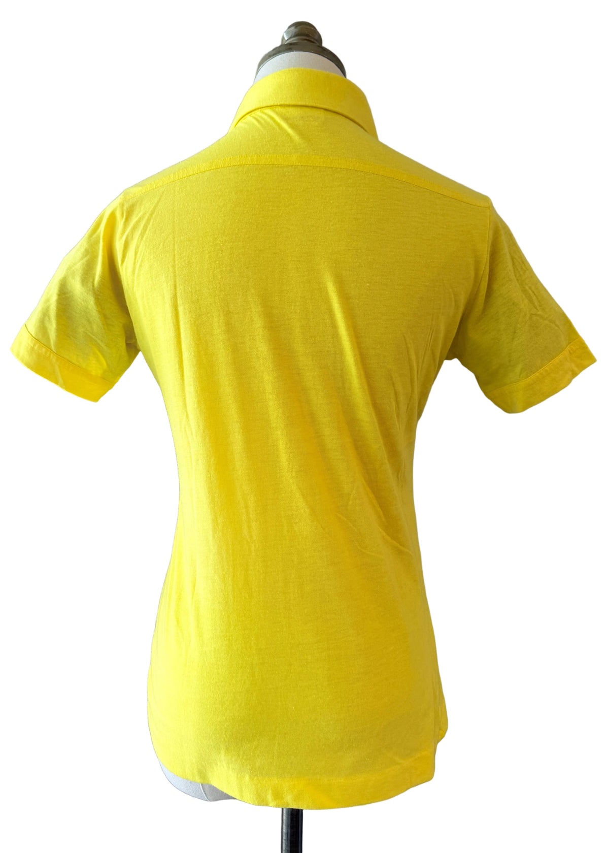 1960s Leon Levin Yellow Cotton 3/4 Button-Front Short-Sleeve Polo Shirt