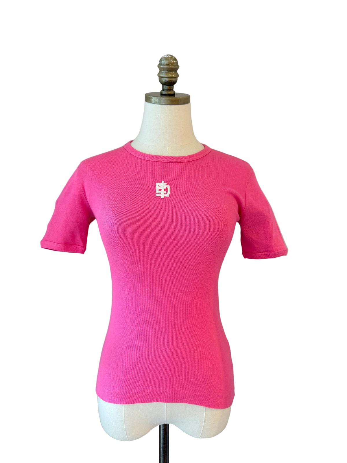 1960s Emilio Pucci Pink Cotton Tee with White Embroidered EP Logo