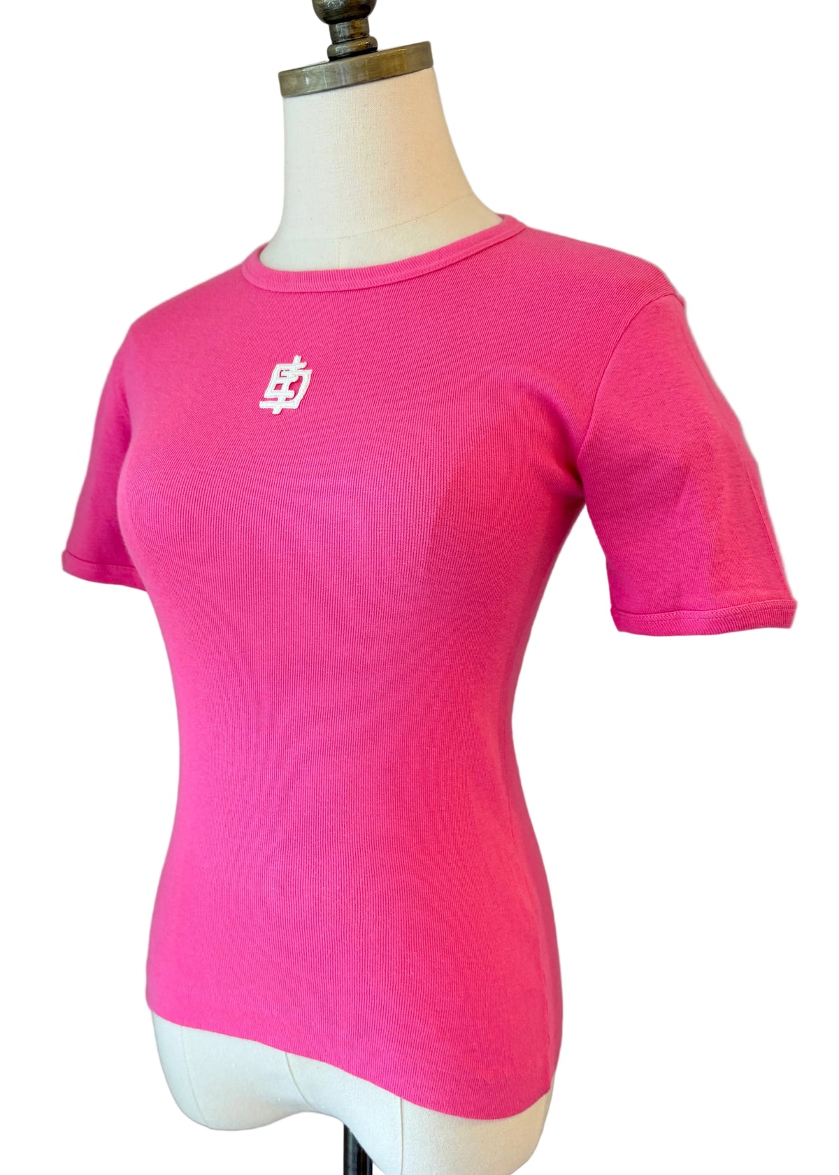1960s Emilio Pucci Pink Cotton Tee with White Embroidered EP Logo