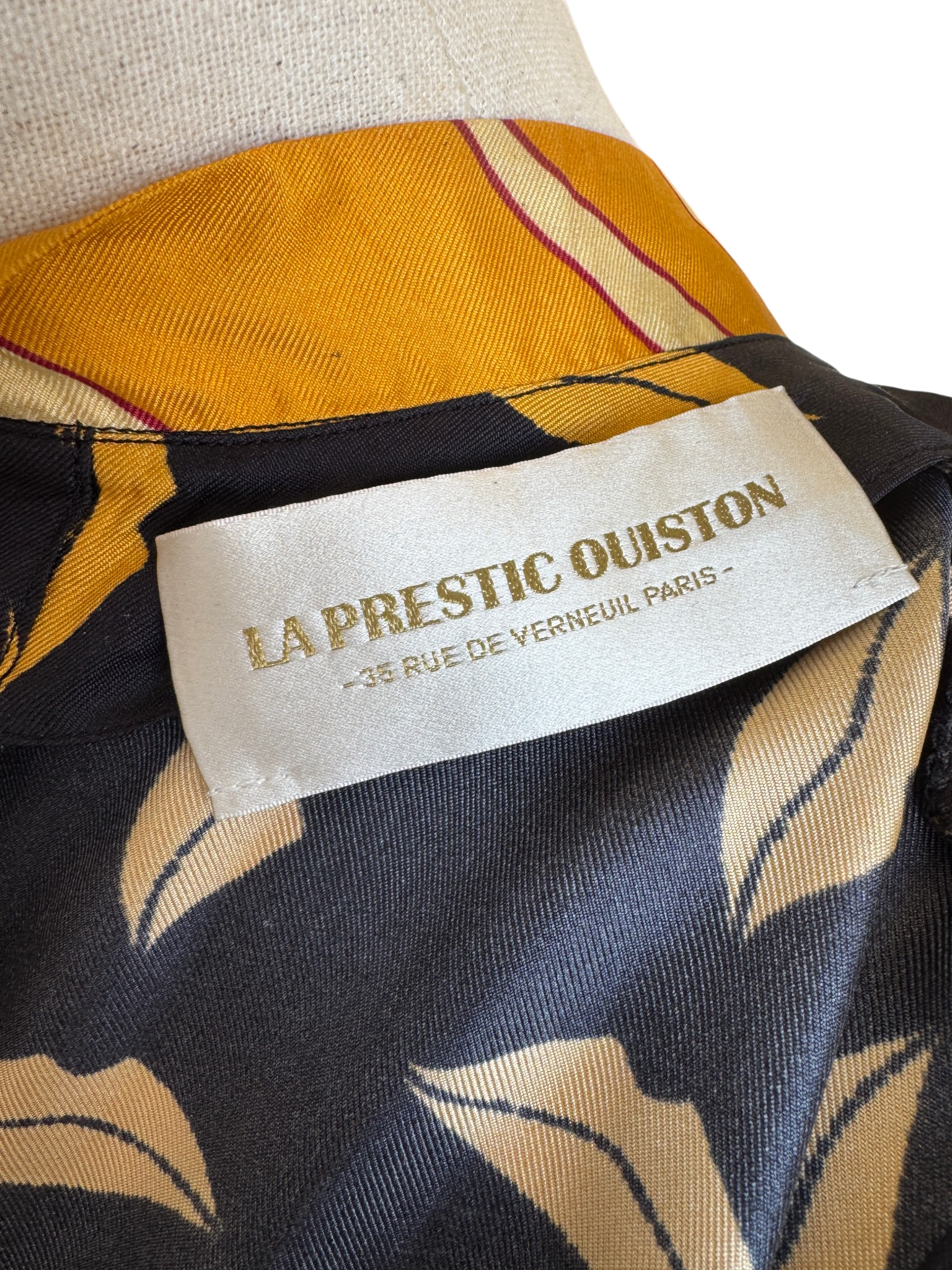 La Prestic Ouiston Silk Black Dress with Button Back and Cummerbund Waist