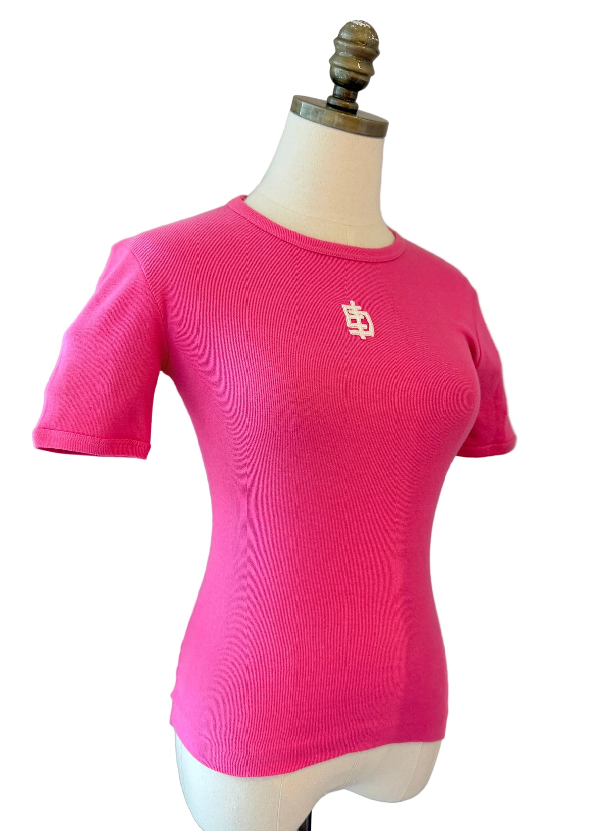 1960s Emilio Pucci Pink Cotton Tee with White Embroidered EP Logo