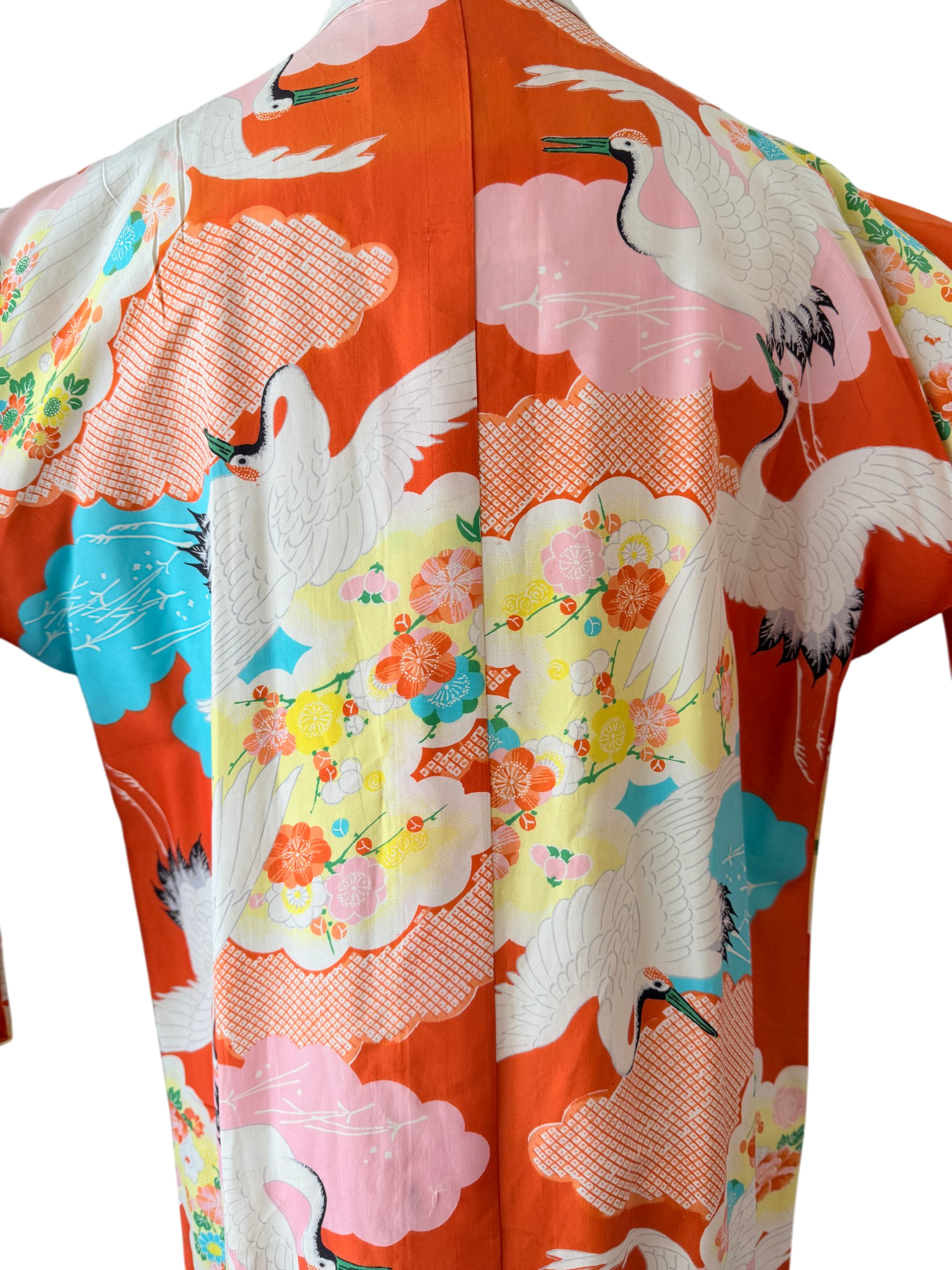 1940s Silk floral & crane kimono