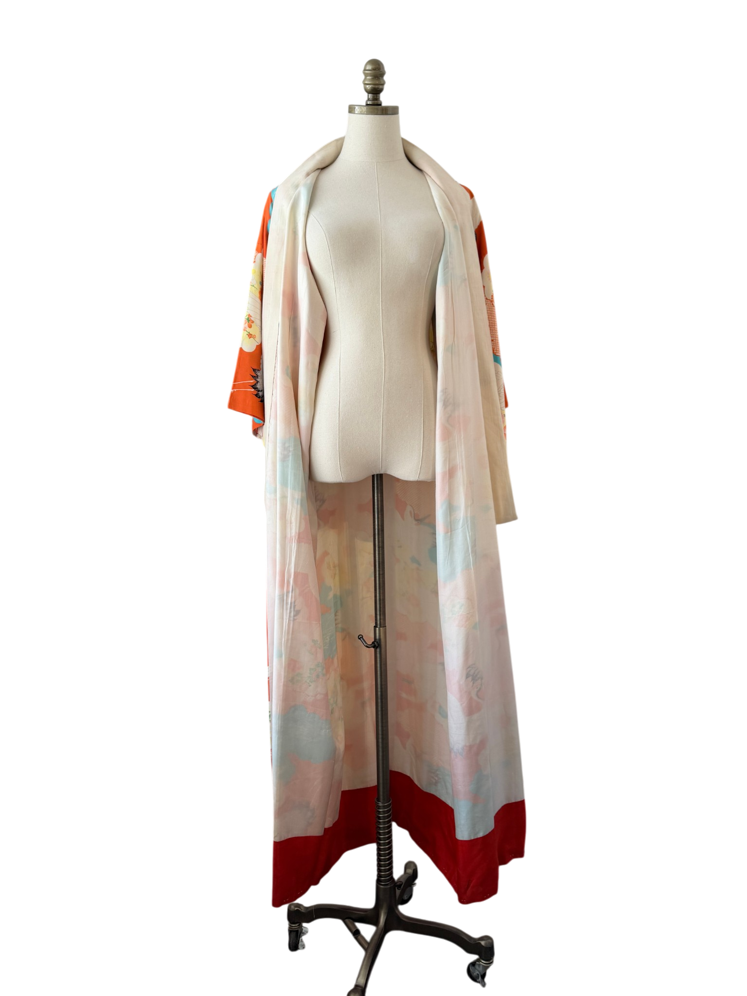 1940s Silk floral & crane kimono