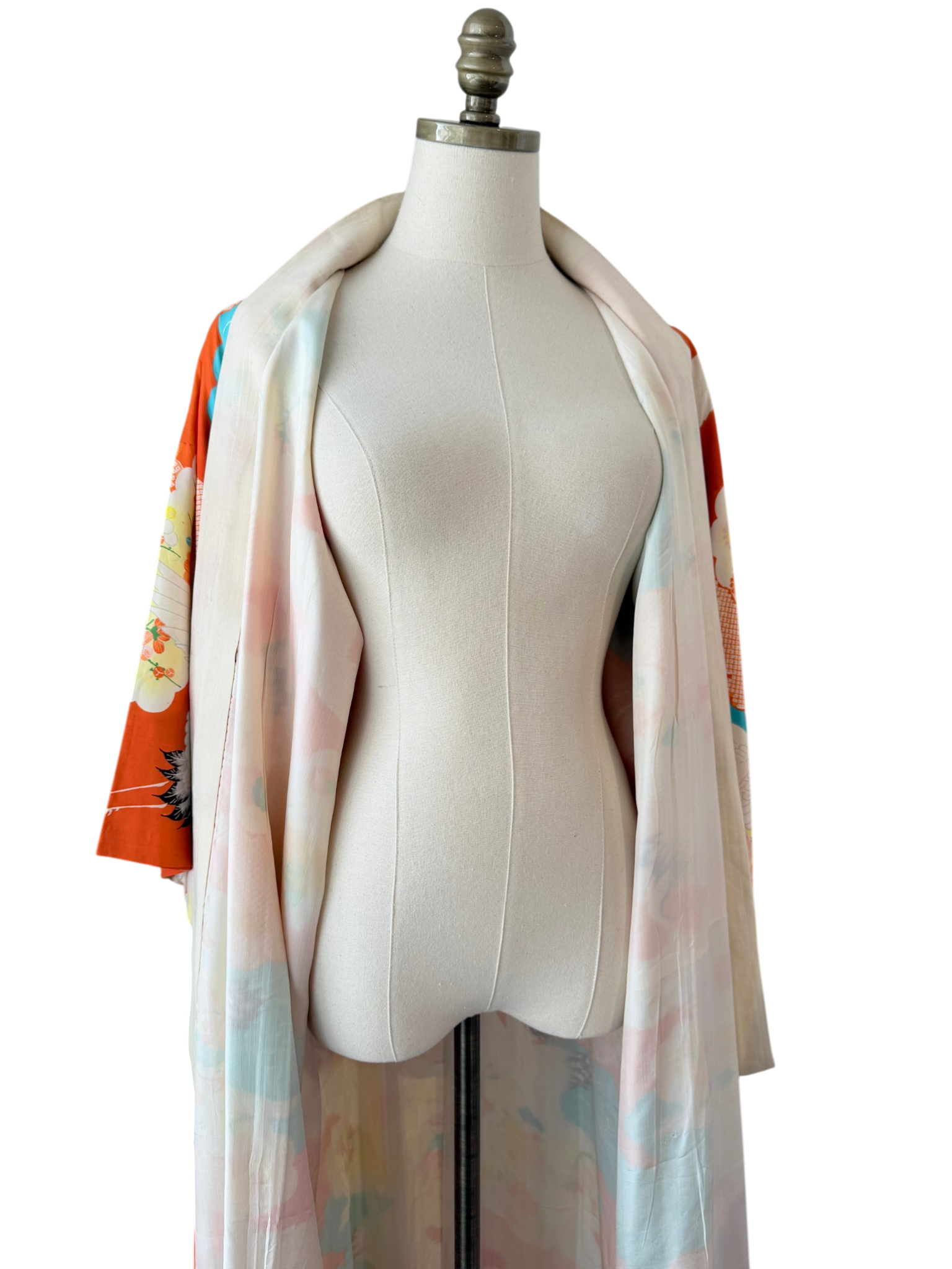 1940s Silk floral & crane kimono