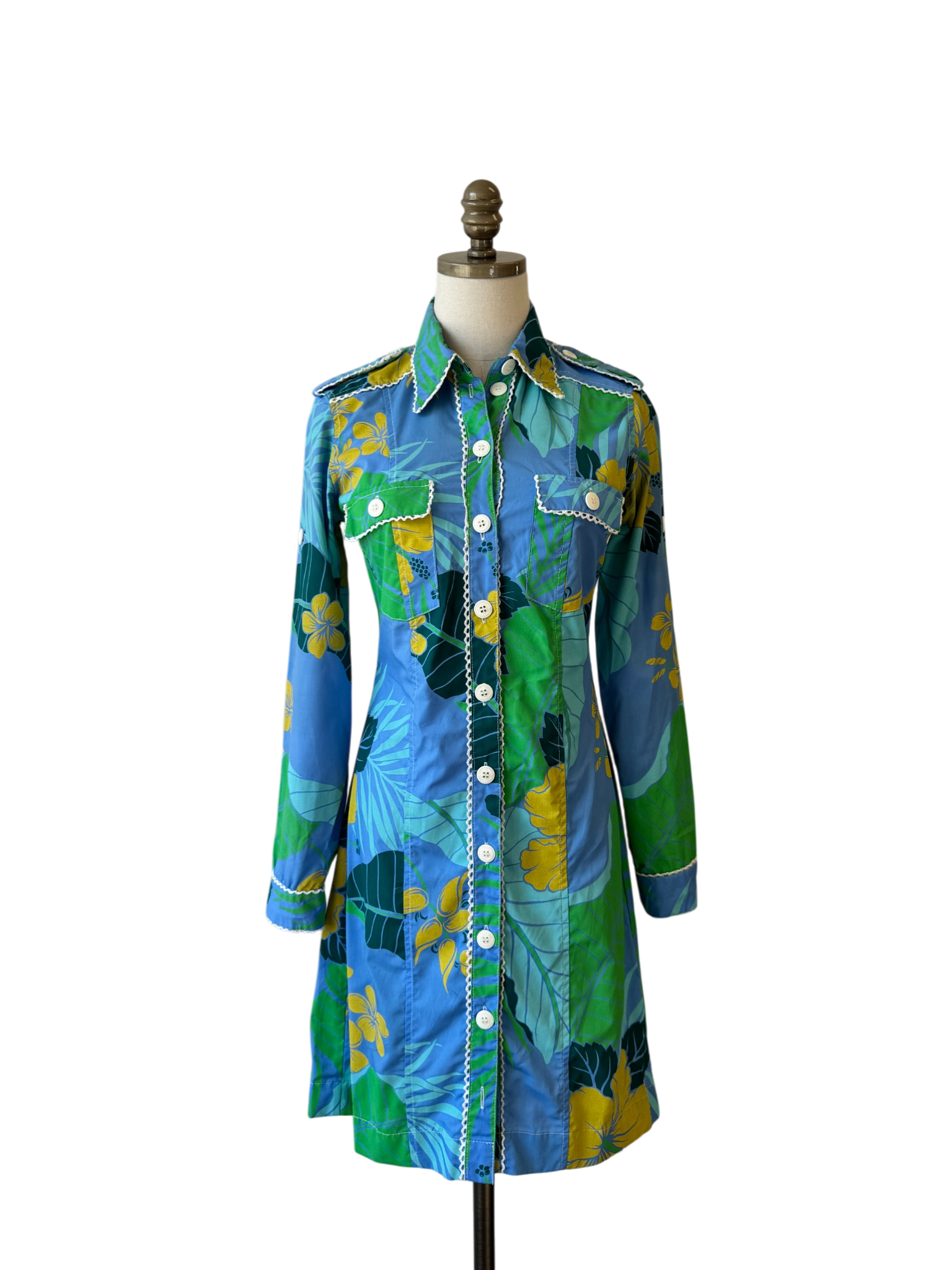 Tracy Feith “Raj” Cotton Tropical Print Mini Shirt Dress