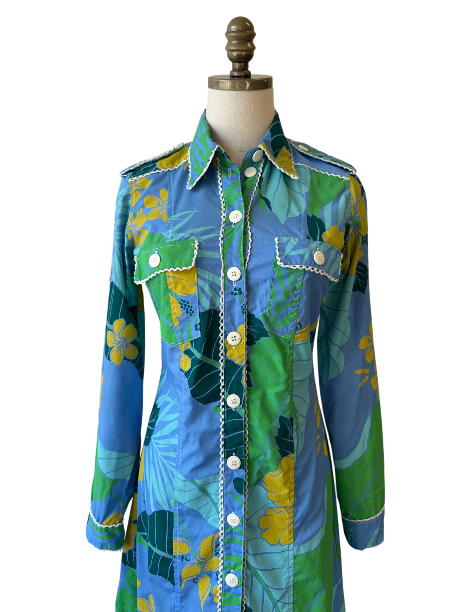 Tracy Feith “Raj” Cotton Tropical Print Mini Shirt Dress