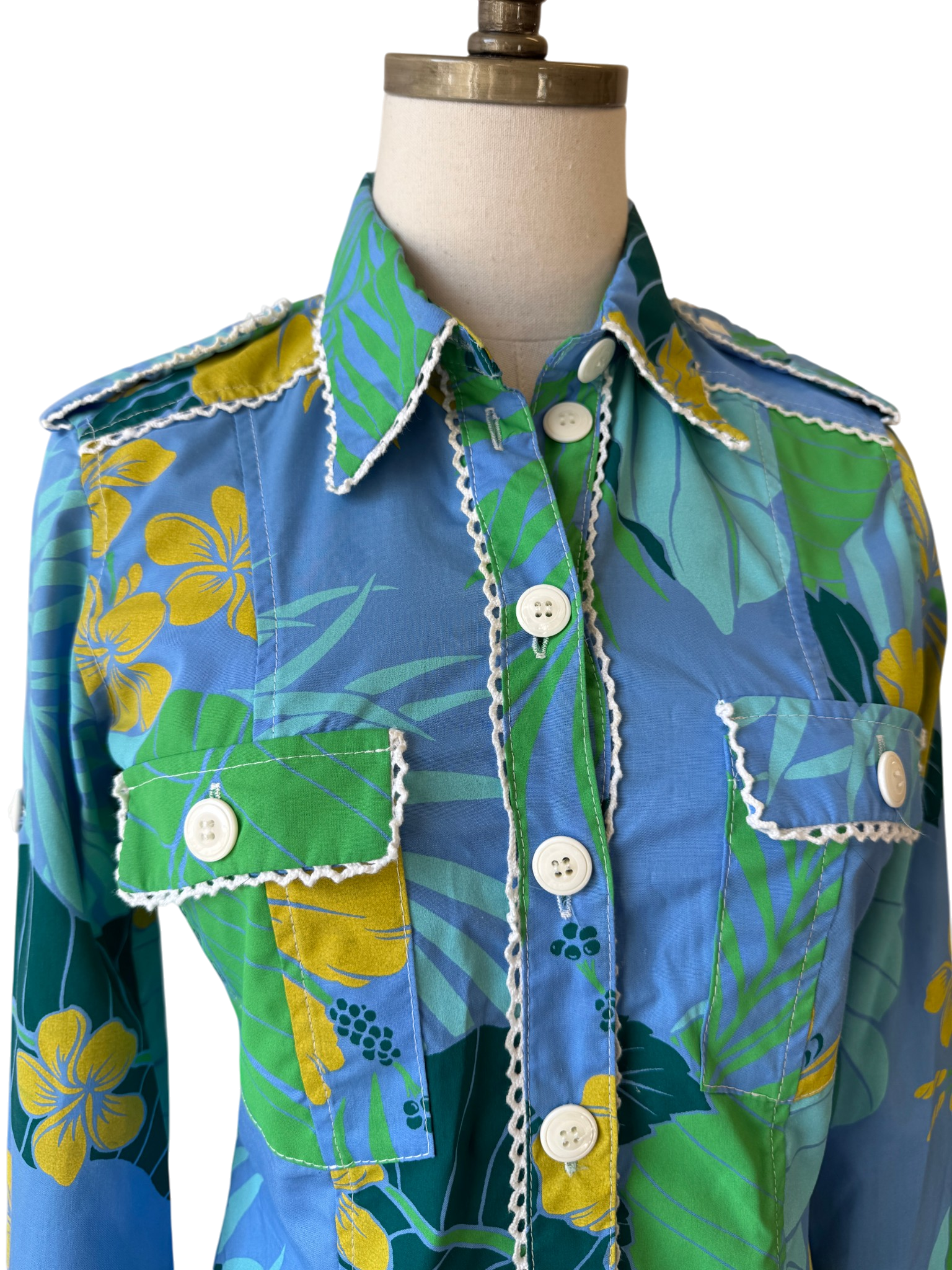 Tracy Feith “Raj” Cotton Tropical Print Mini Shirt Dress