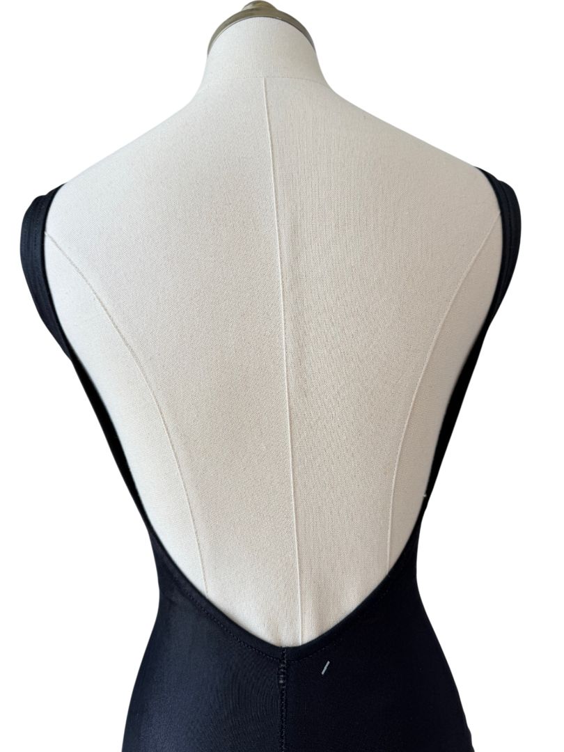 1950s Cole of California Black Bathing Suit with Brass Zip Front