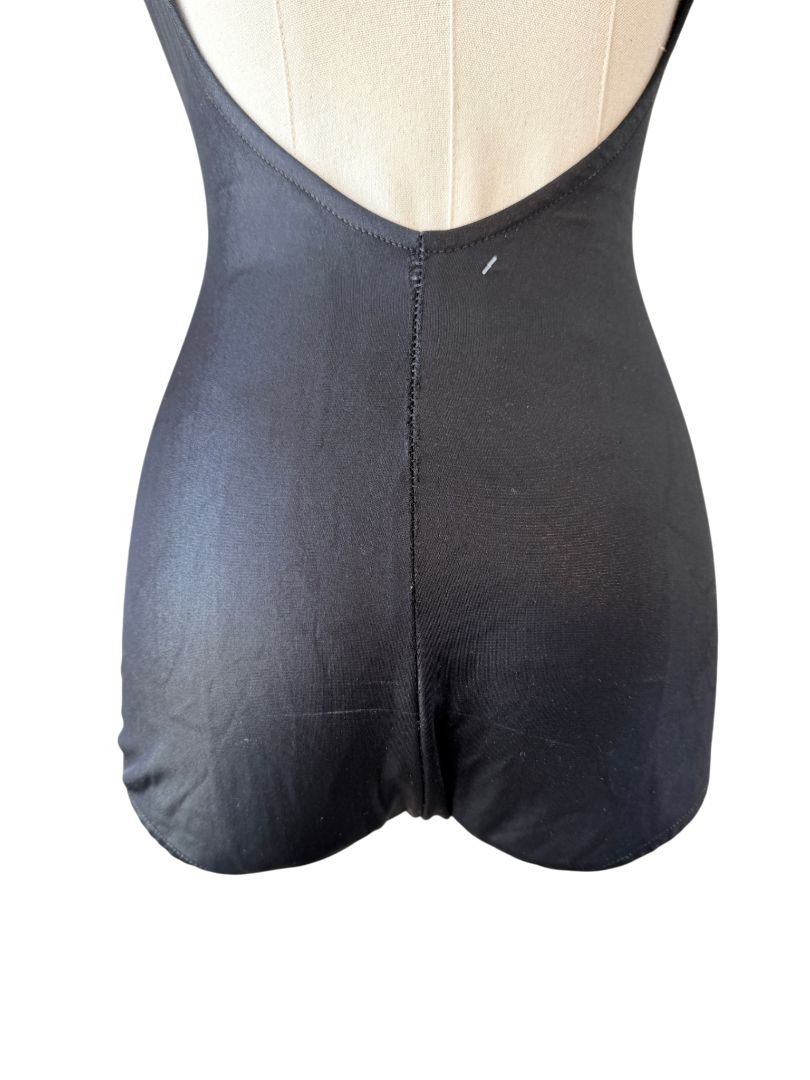 1950s Cole of California Black Bathing Suit with Brass Zip Front