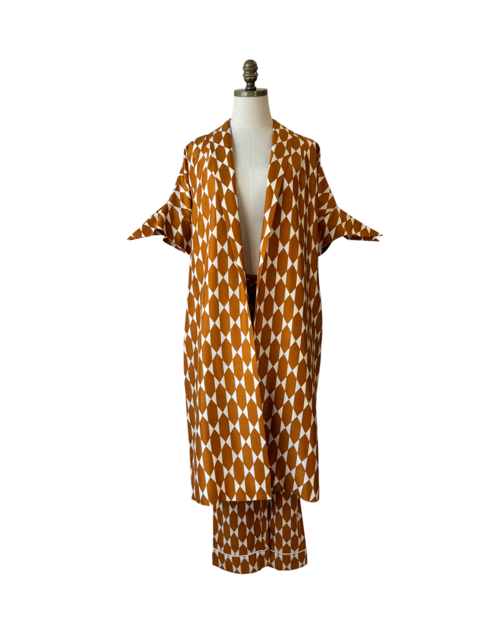 Tory Burch Silk Diamond Print Duster & Pant Set