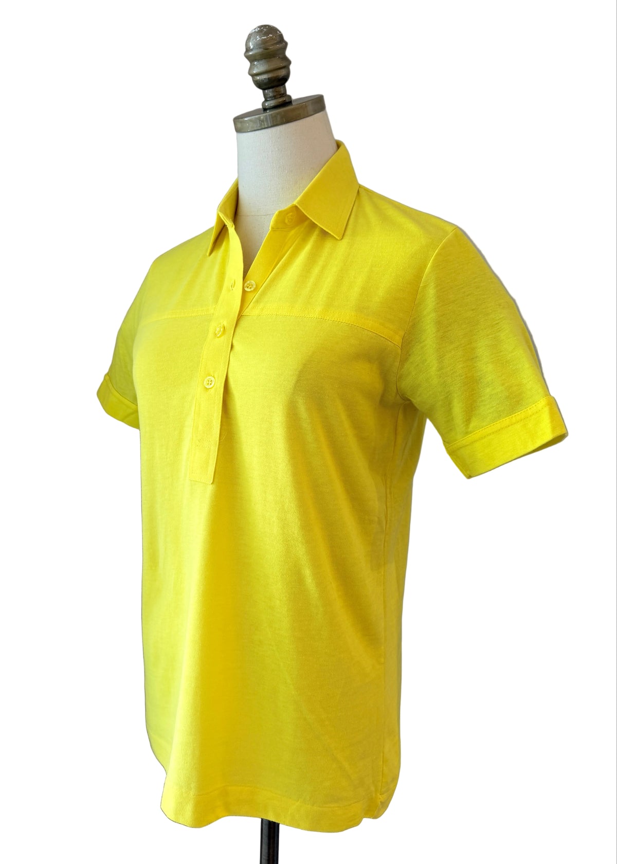 1970s Leon Levin Yellow 3/4 Button-Front Collared T-Shirt