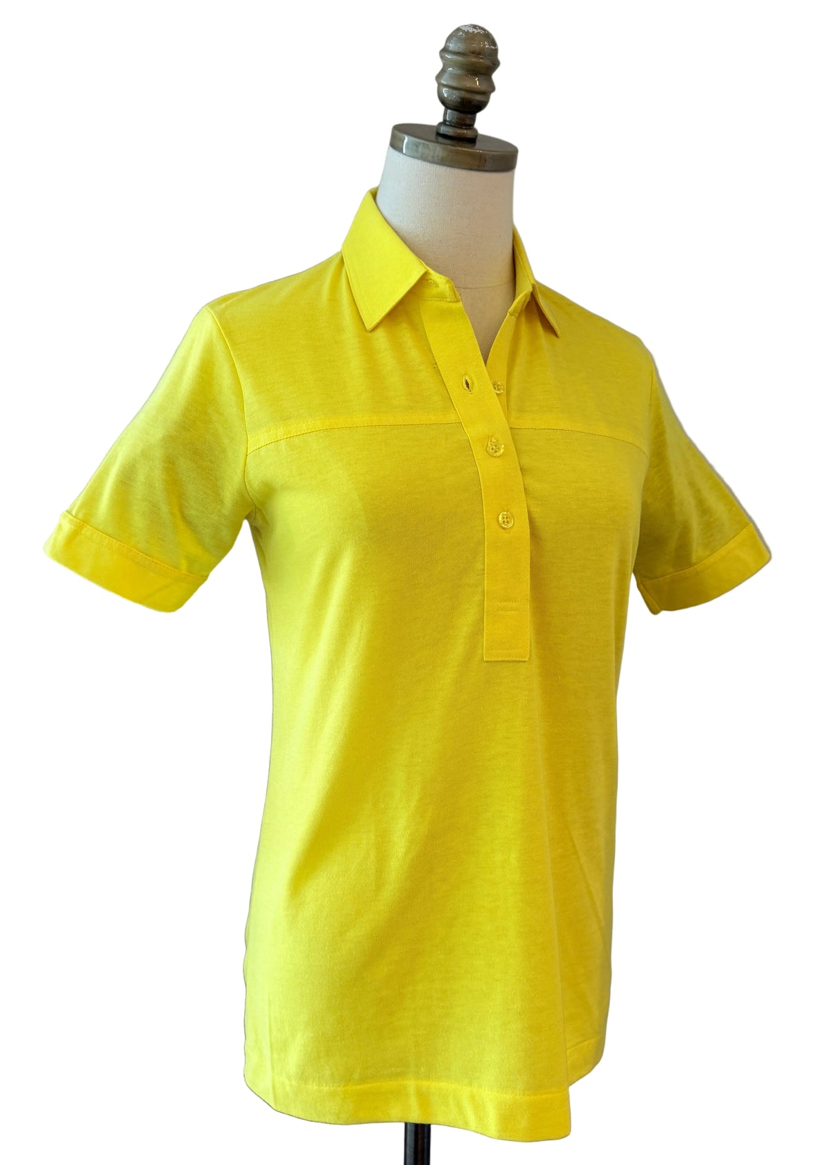 1970s Leon Levin Yellow 3/4 Button-Front Collared T-Shirt